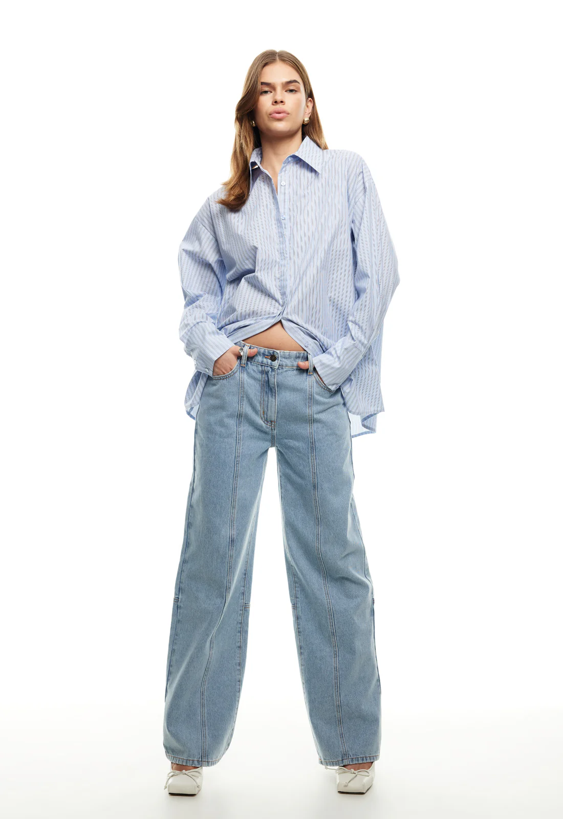 LIONESS Boyfriend Shirt Blue - Image 5