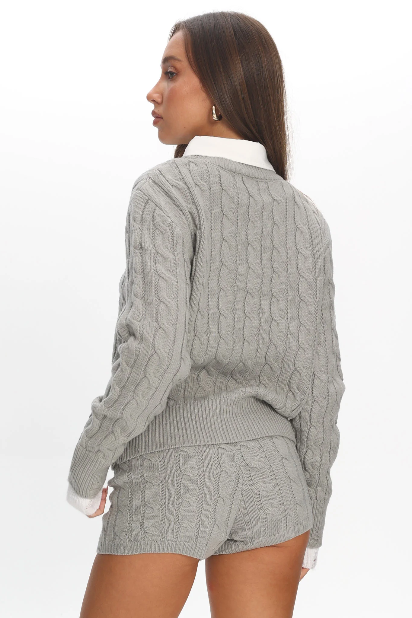 LIONESS Coastal Cable Knit Sweater Cloud - Image 3