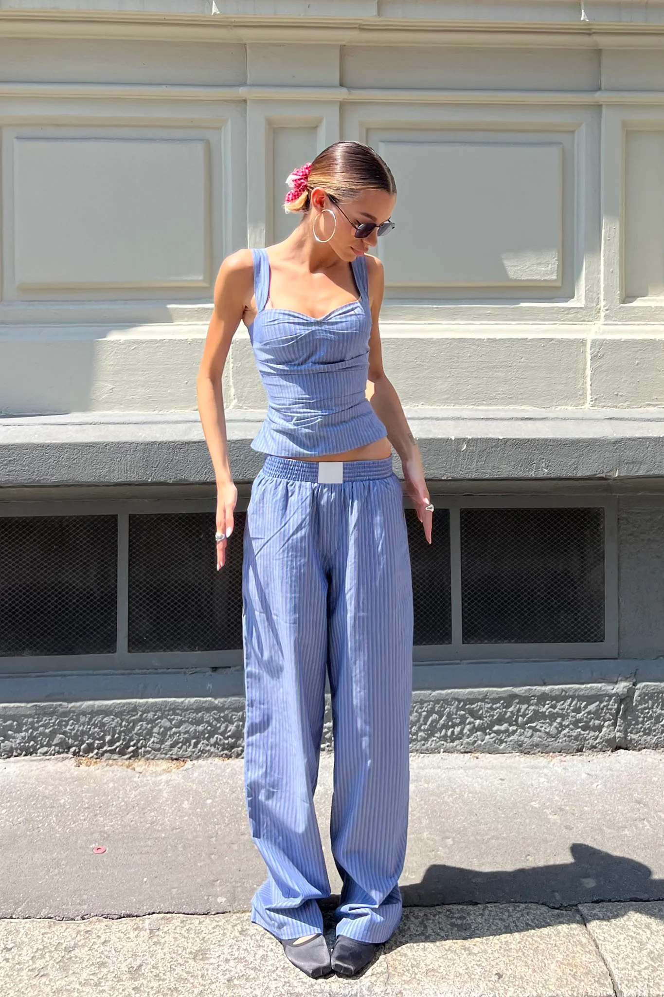 LIONESS Cobain Pants Navy Stripe - Image 2