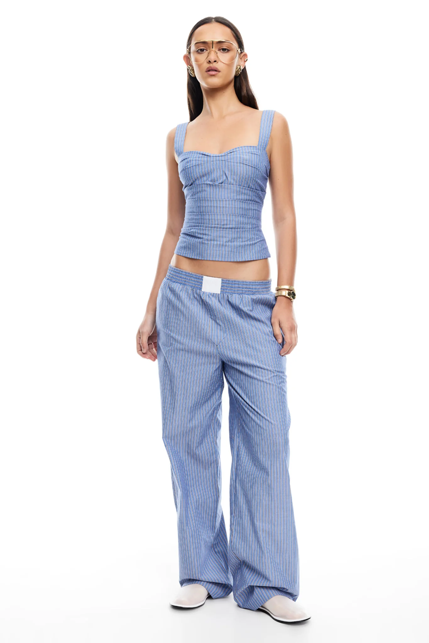 LIONESS Cobain Pants Navy Stripe - Image 4
