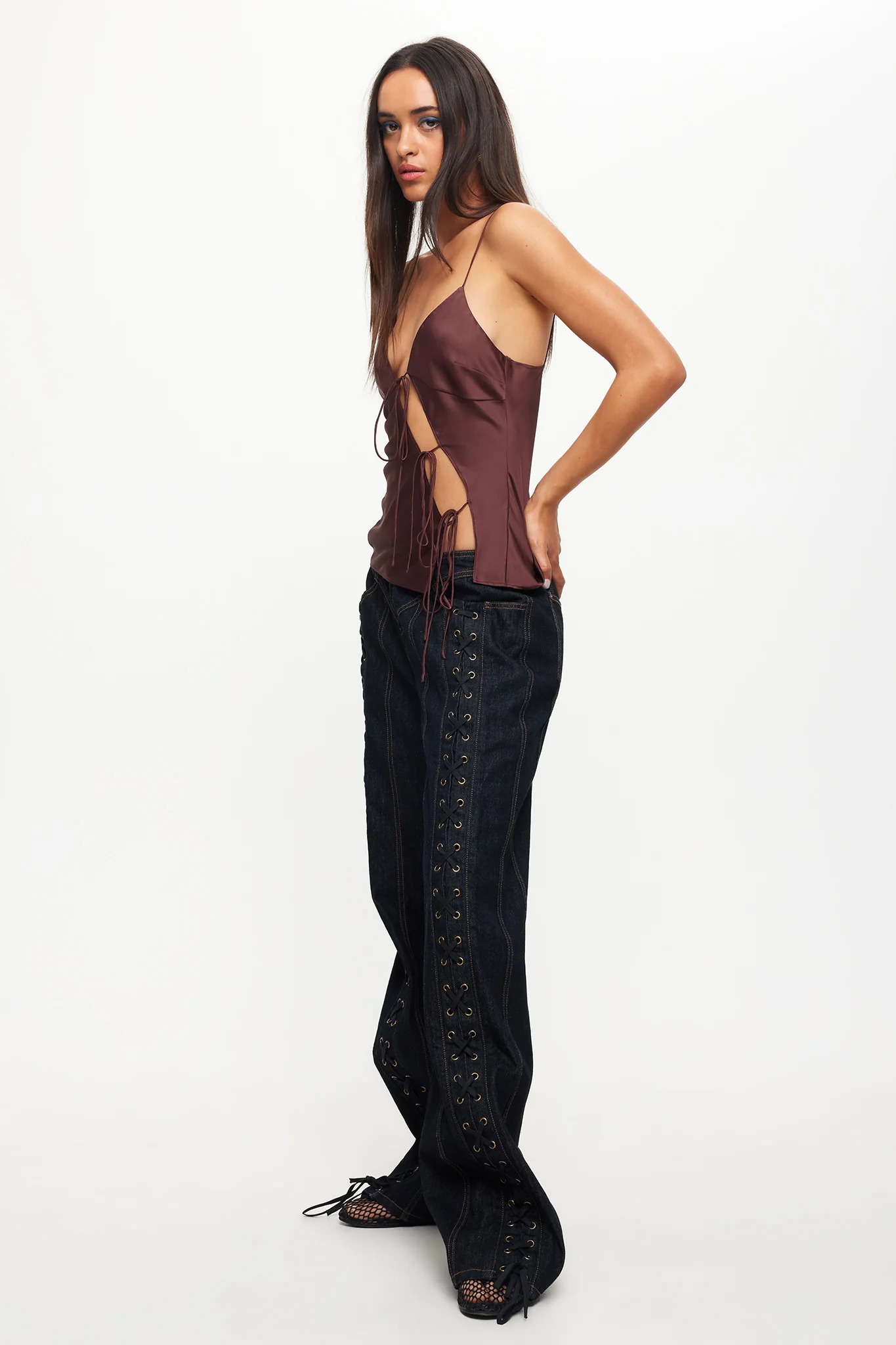 LIONESS Daydream Tie-Up Jeans Dark Denim - Image 3