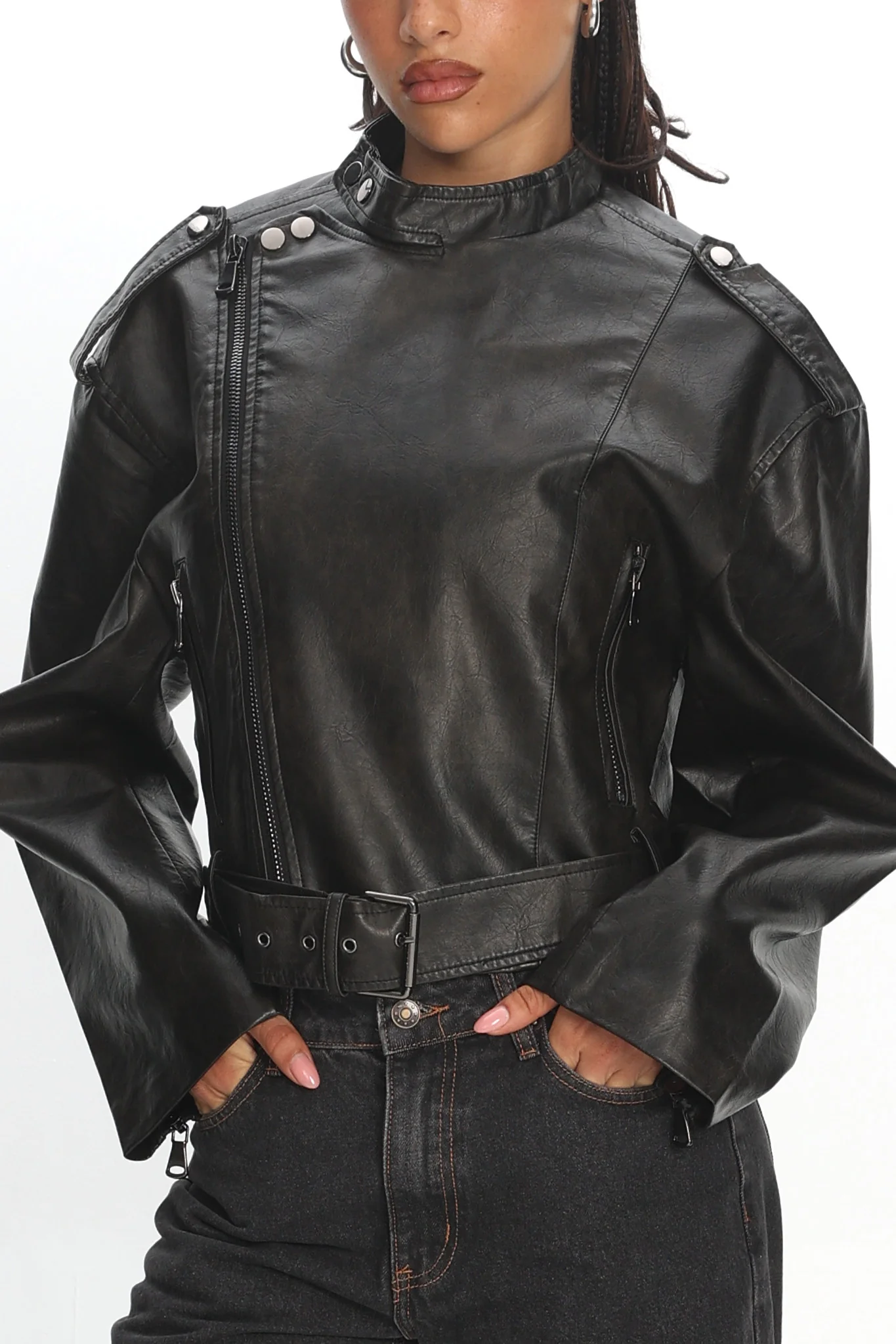 LIONESS Driftwood Bomber Jacket Onyx - Image 4