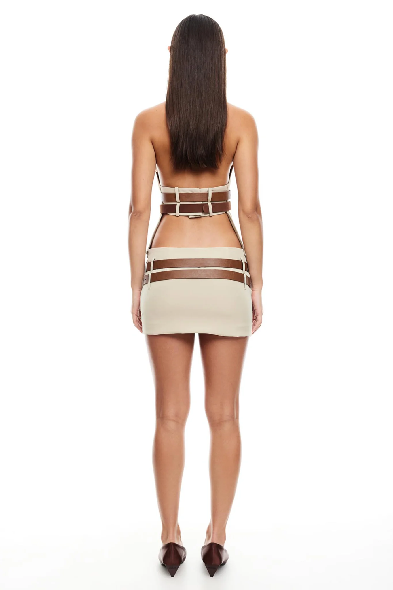 LIONESS Ethereal Buckle Skirt Beige - Image 3