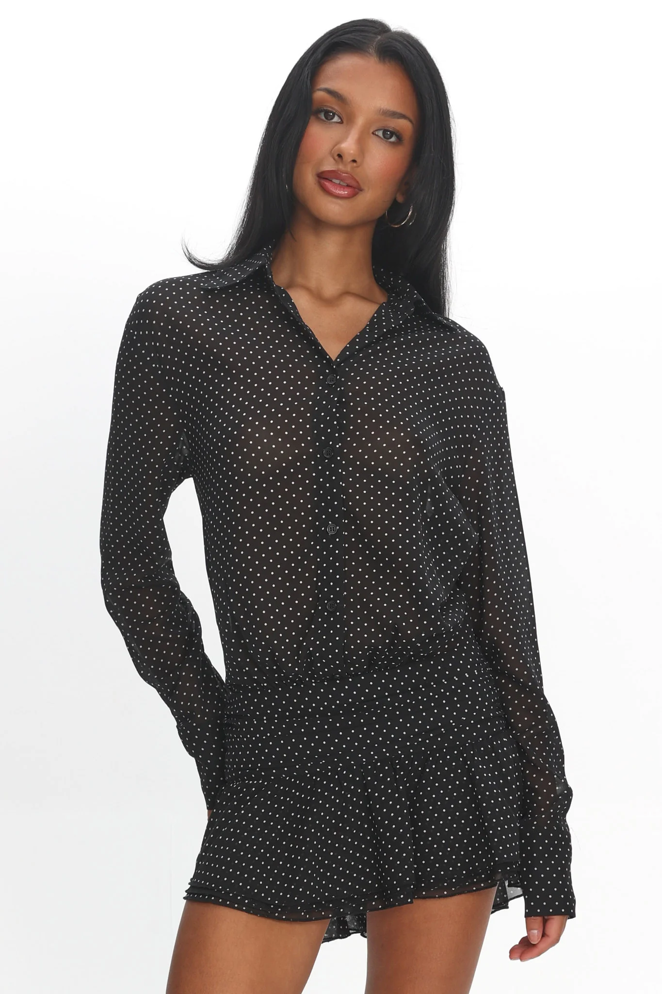 LIONESS Girls Girls Girls Mini Dress Onyx Polka
