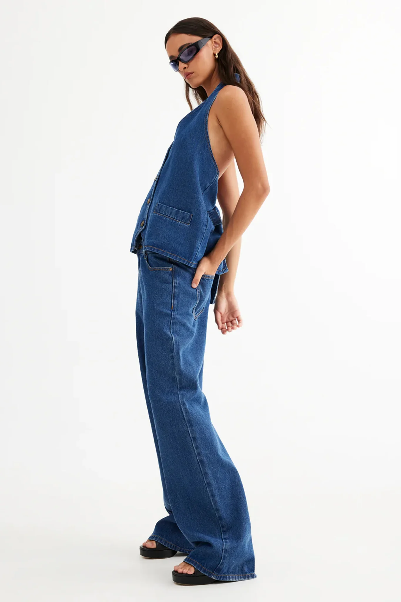 LIONESS Hills Halter Top Dark Denim - Image 5