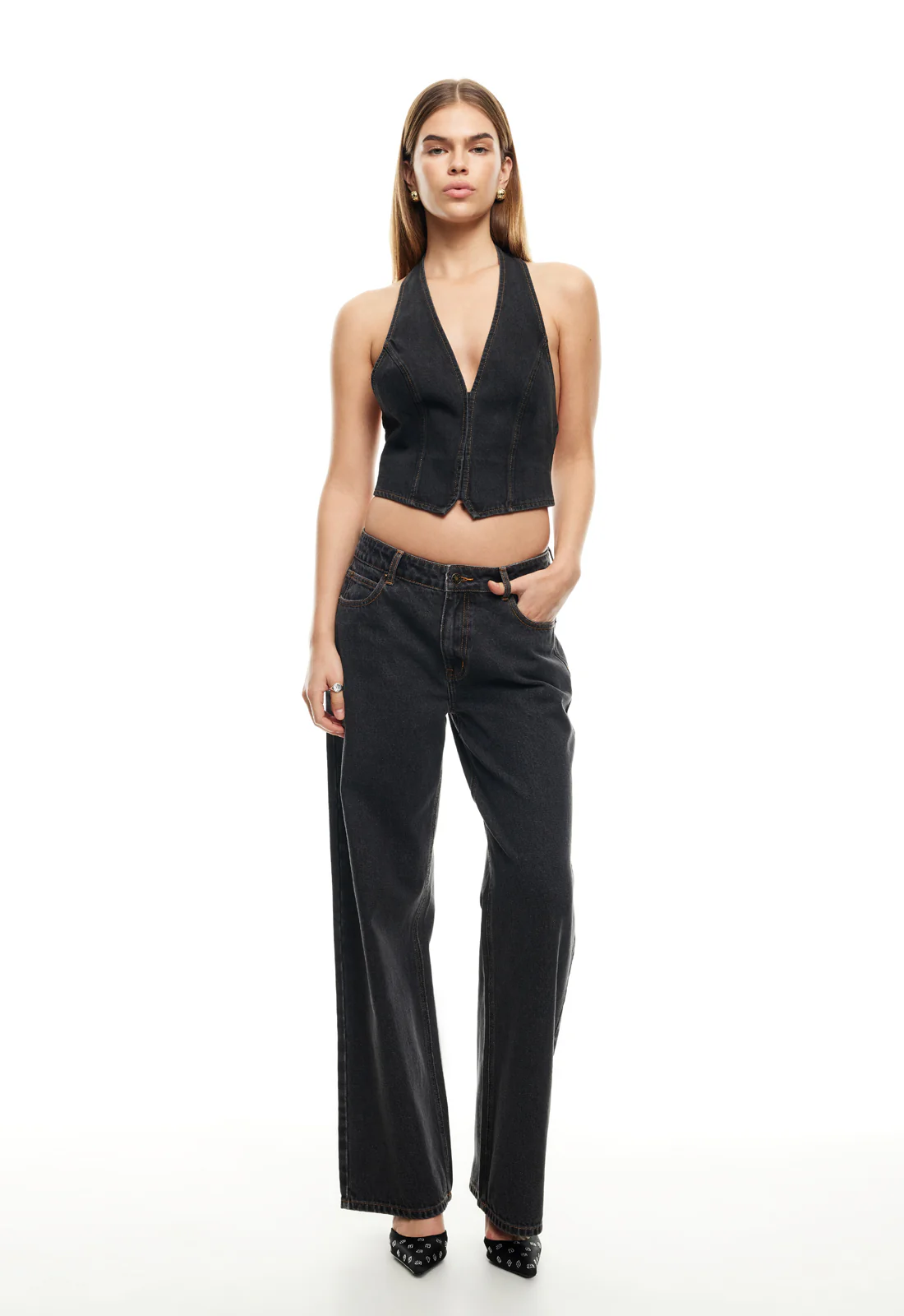 LIONESS Je Suis Halter Top Charcoal - Image 3