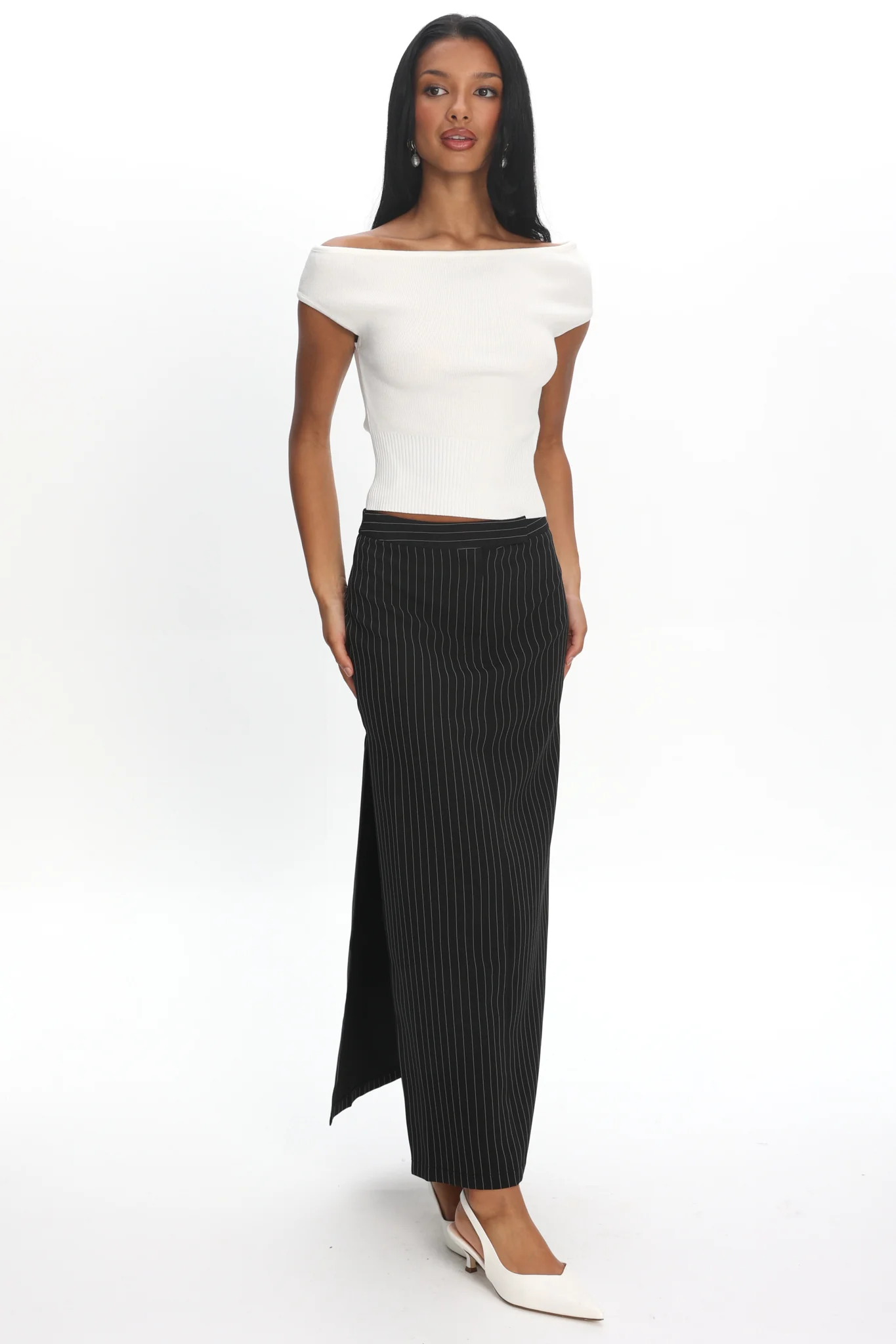 LIONESS Lune Maxi Skirt Onyx Pinstripe - Image 5