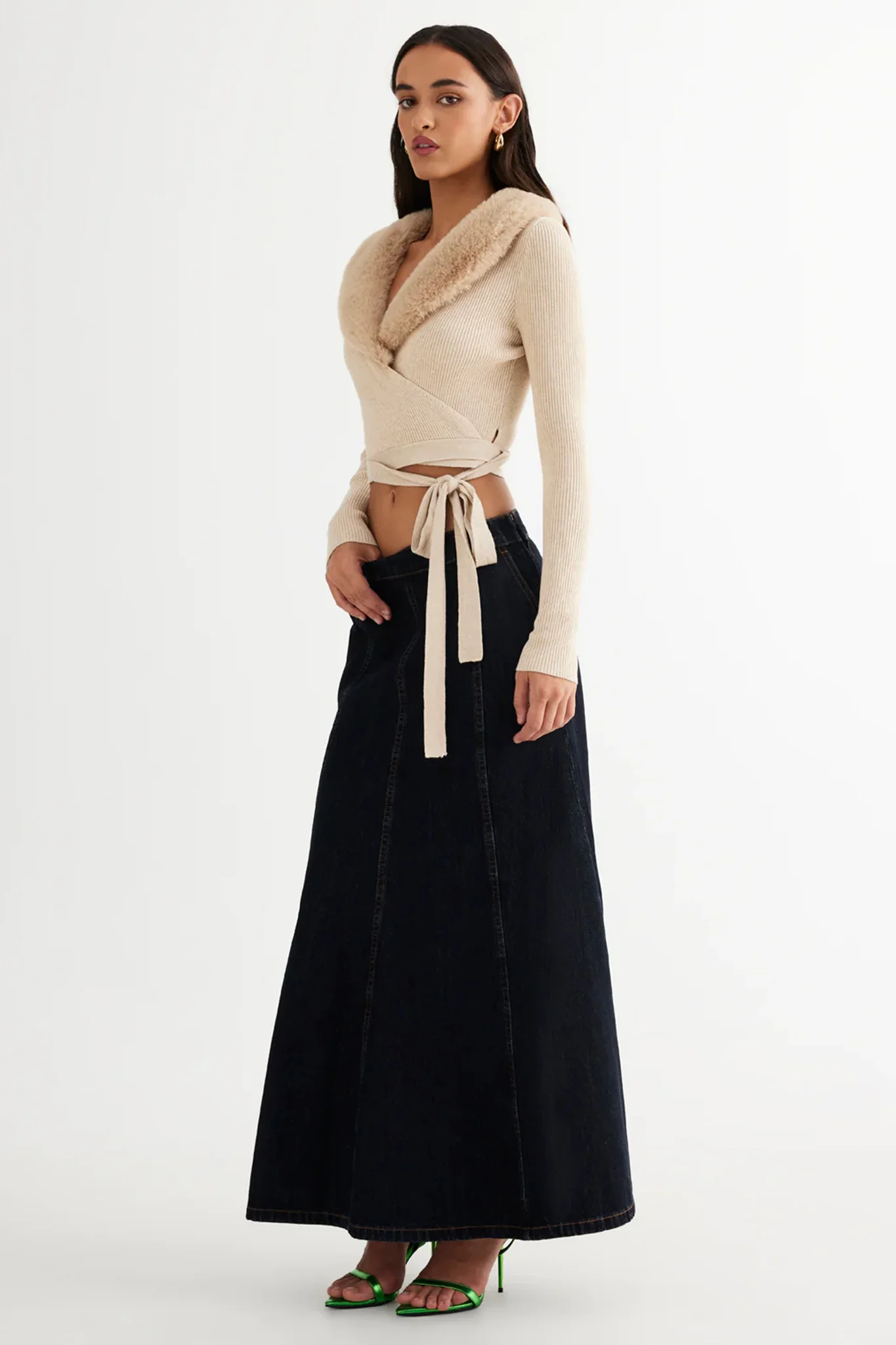 LIONESS Off Duty Wrap Top Beige - Image 2