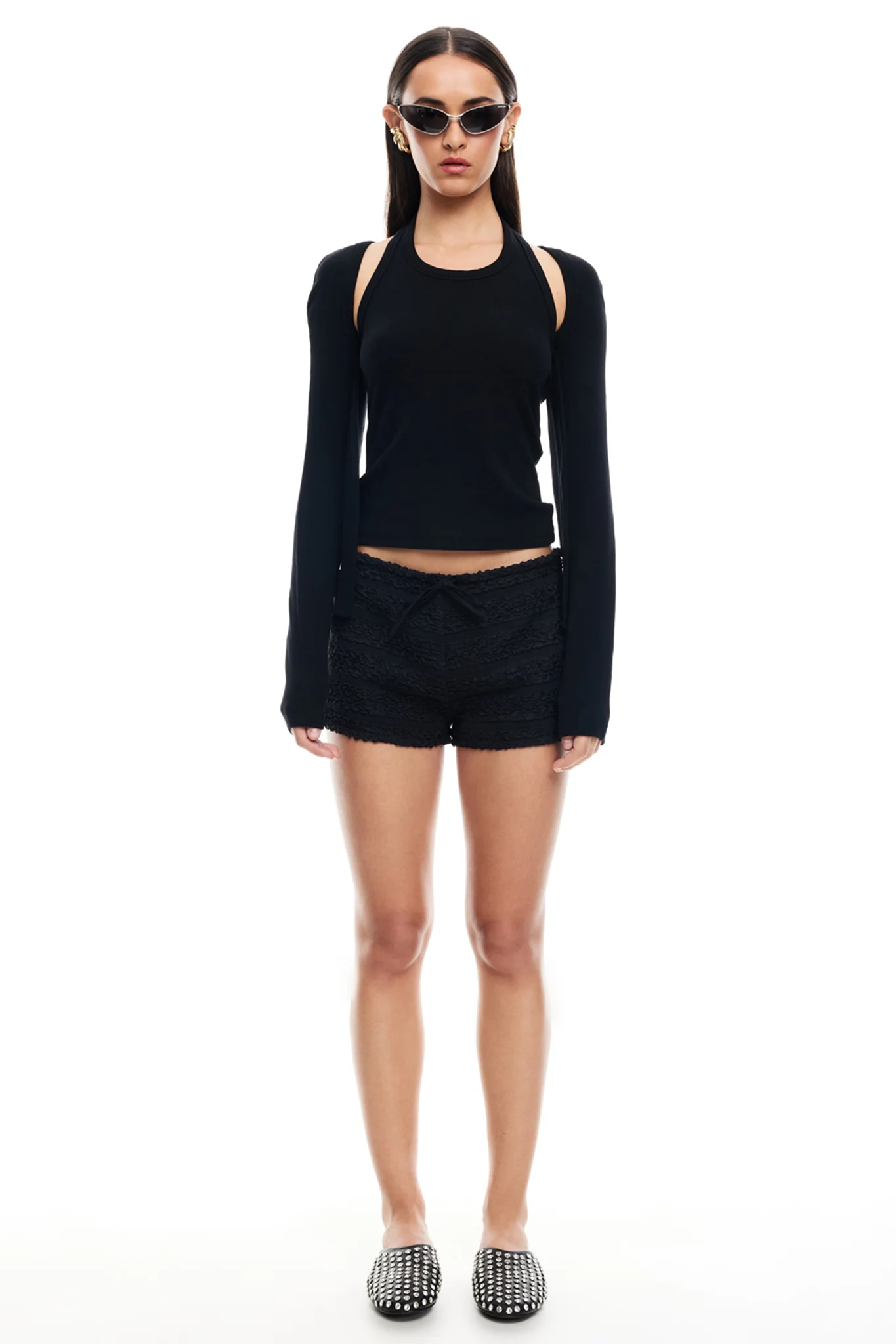 LIONESS Sculpted Long Sleeve Tank Top Onyx - Image 4