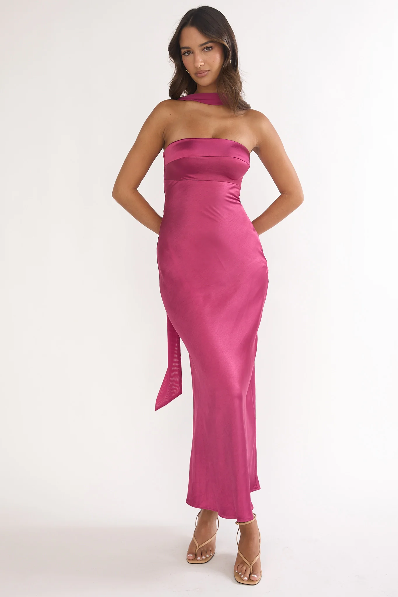 Lior Detachable Shoulder Maxi Dress Burgundy - Image 6