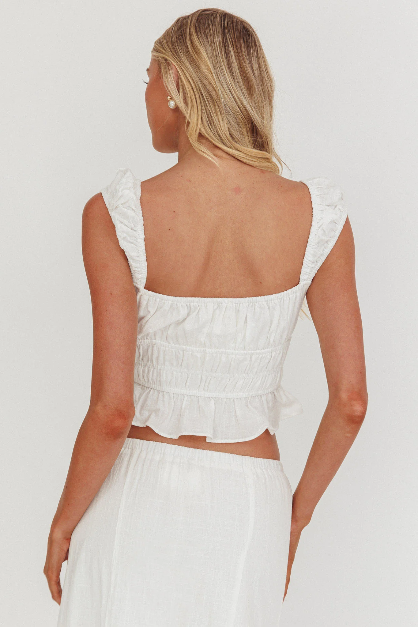 Liora Frill Bust Crop Top White - Image 2