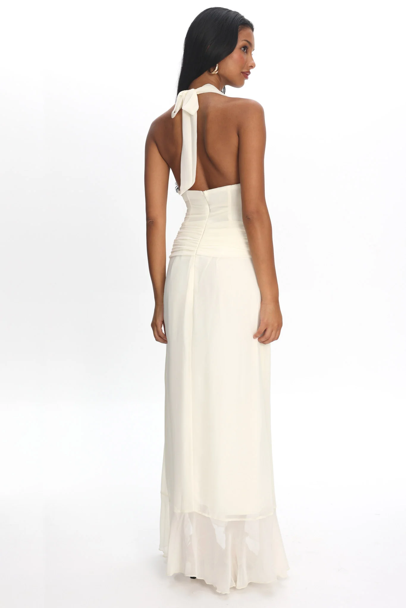 Logen Cowl Halterneck Maxi Dress Eggshell - Image 3