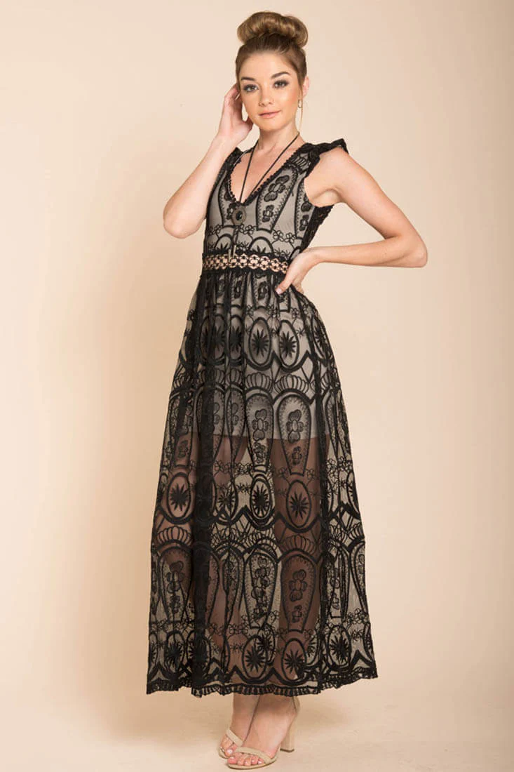 London Bohemian Glamour Maxi Dress Black - Image 4