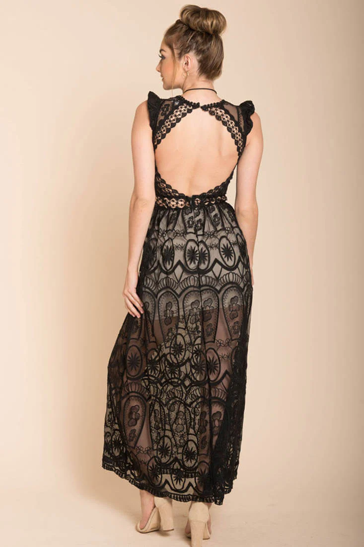 London Bohemian Glamour Maxi Dress Black - Image 5