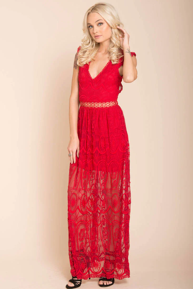 London Bohemian Glamour Maxi Dress Red - Image 2