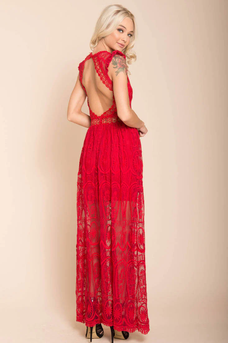 London Bohemian Glamour Maxi Dress Red - Image 5