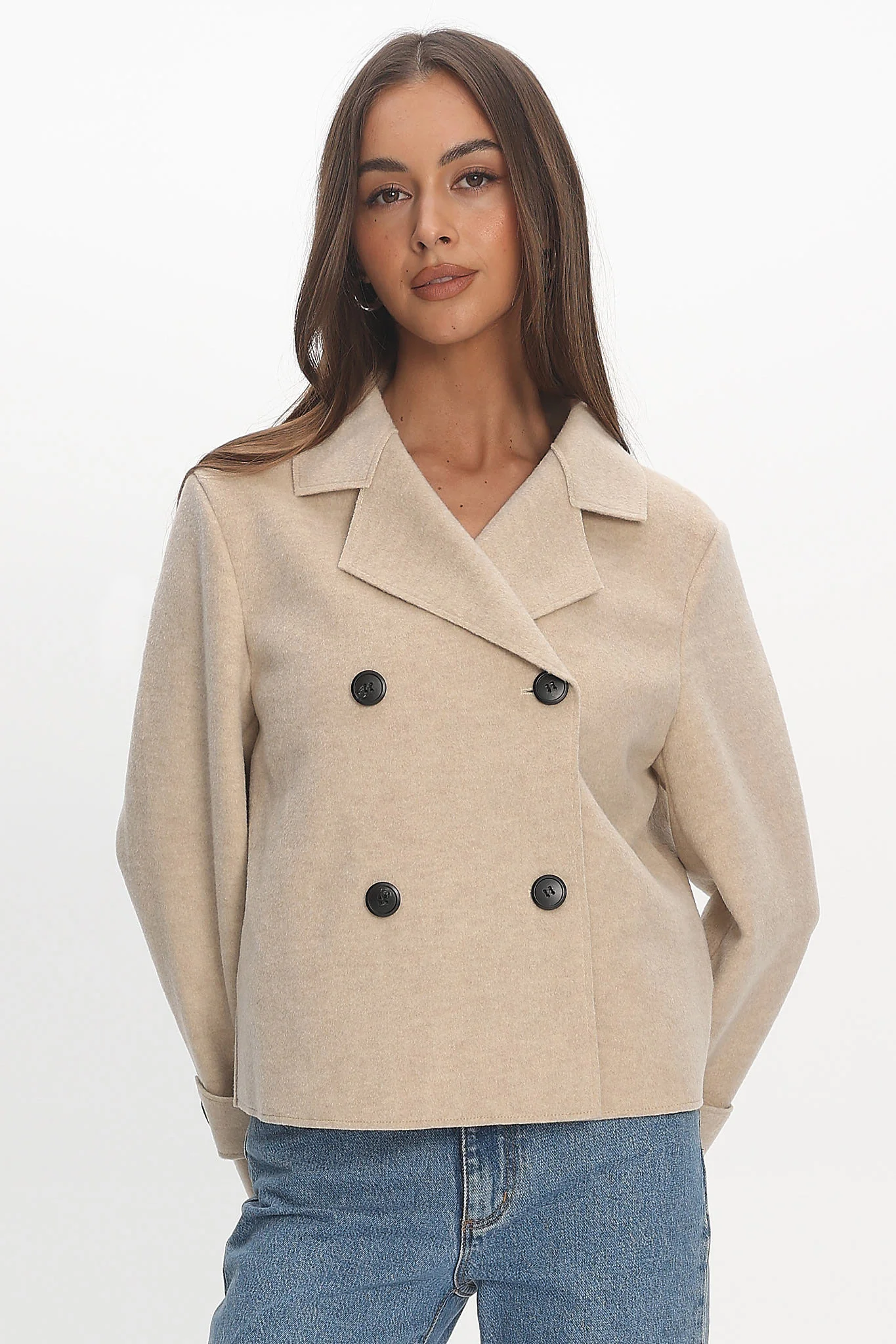 London Night Double-Breasted Coat Oat - Image 3