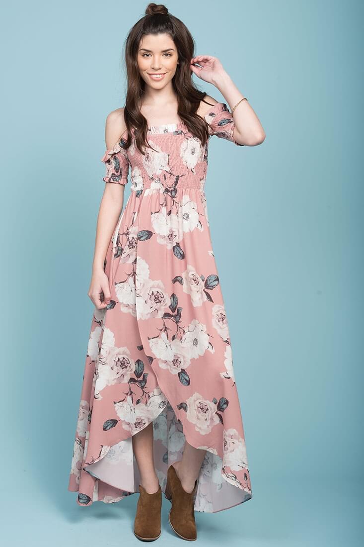 Londyn Floral Print Ruffled Sleeve Maxi Dress Pink - Image 3
