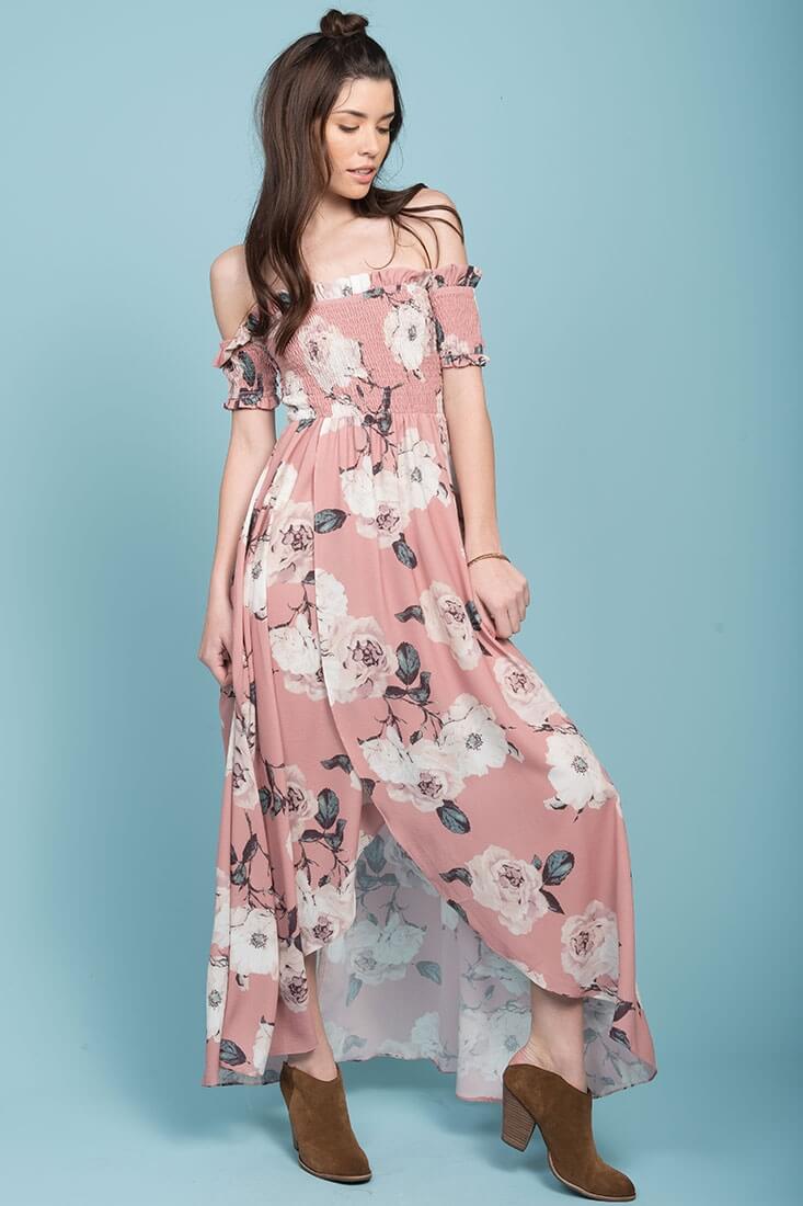 Londyn Floral Print Ruffled Sleeve Maxi Dress Pink - Image 5