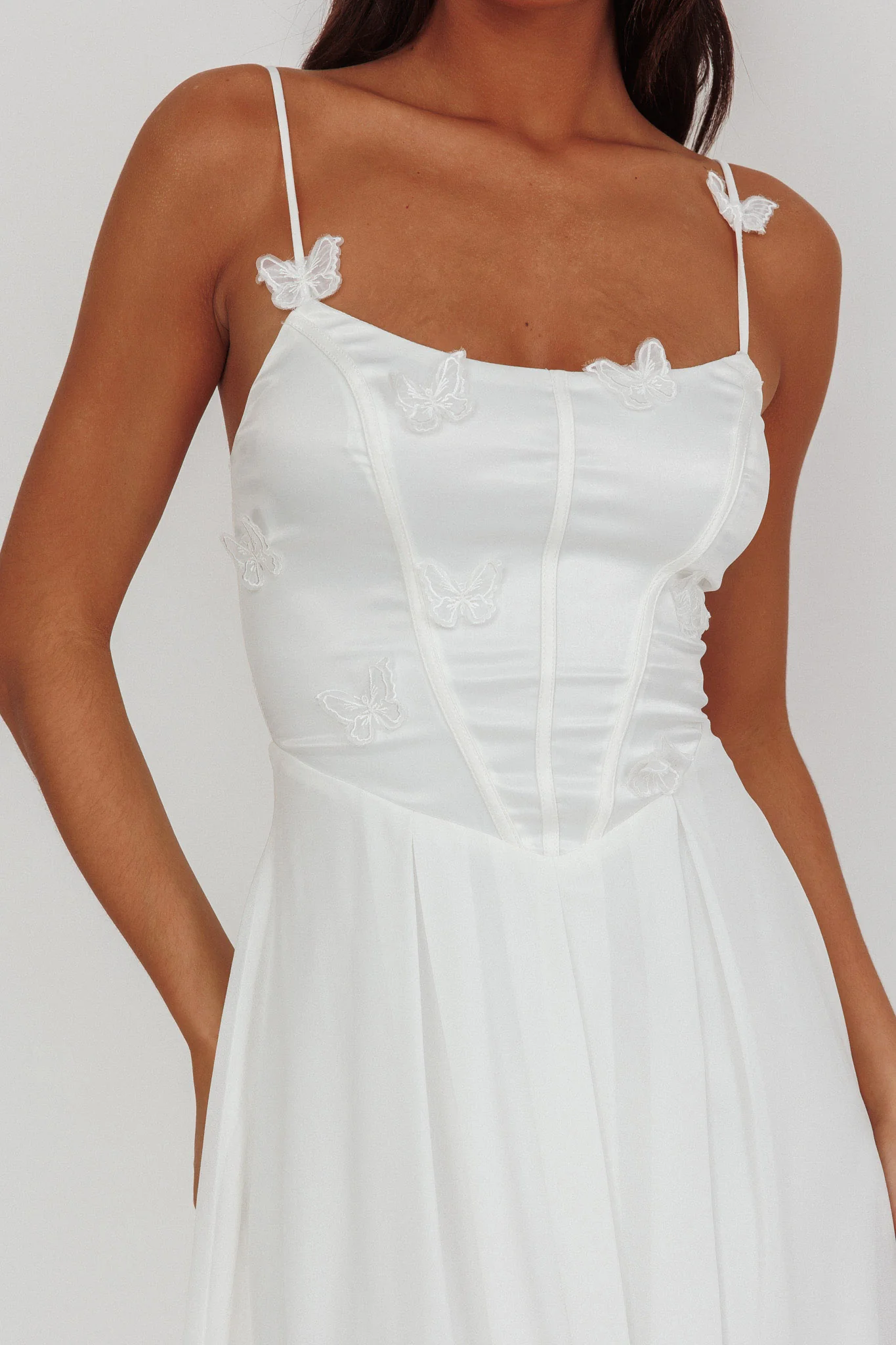 Lora Cami Strap Butterfly Dress White - Image 3