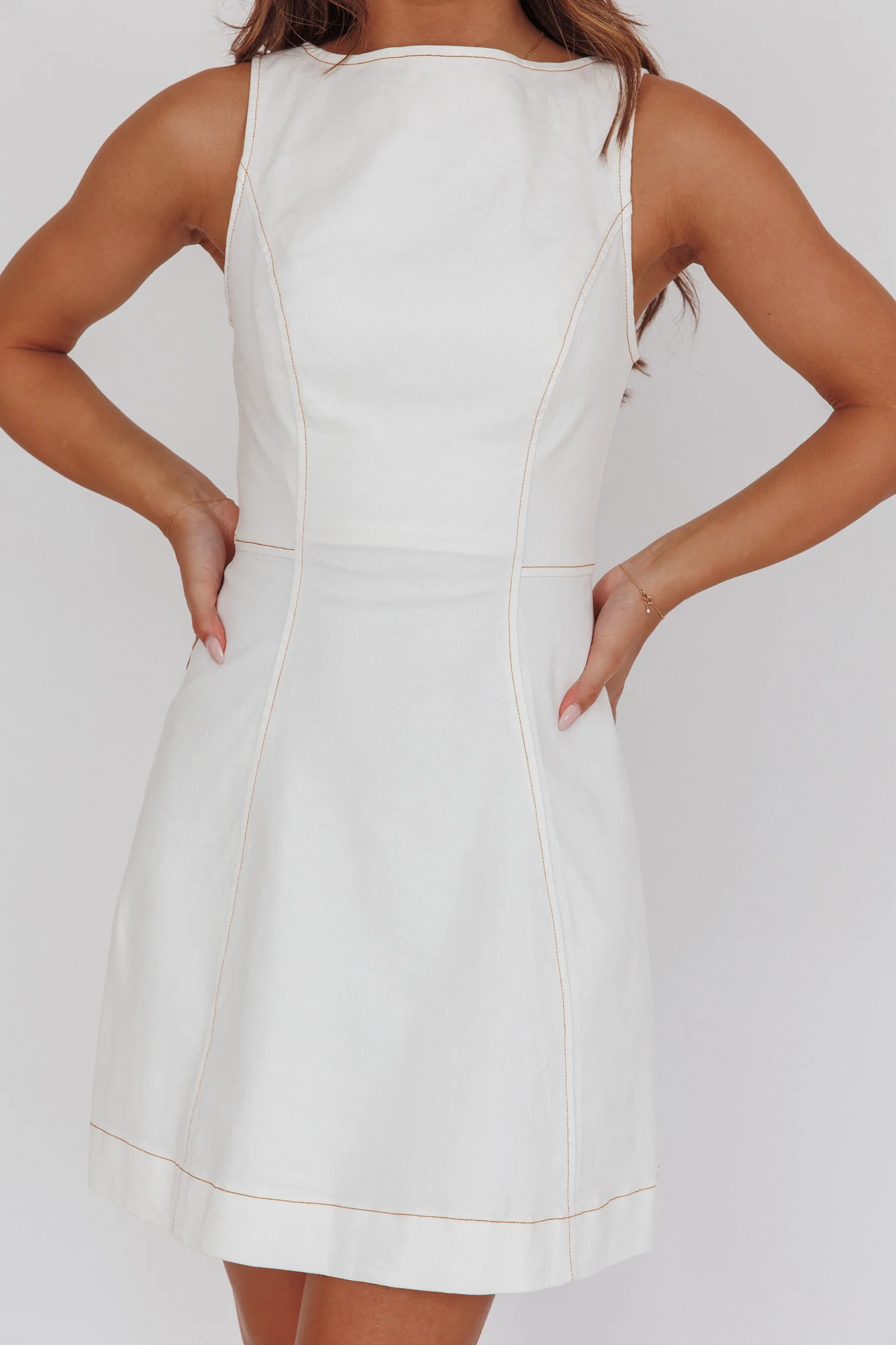 Loreine Tied Back Mini Dress Cream - Image 3