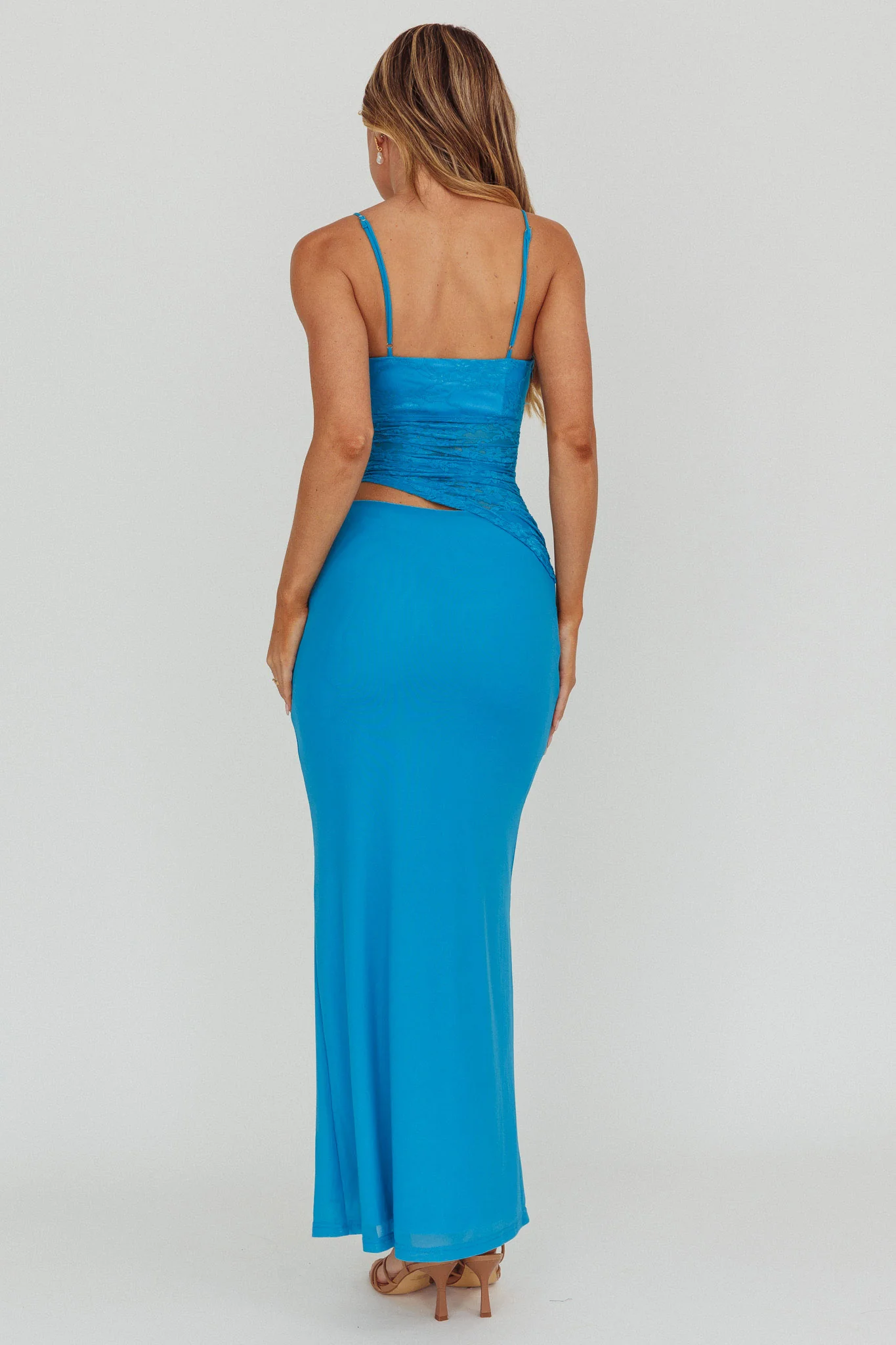 Lorely Lace Bodice Maxi Dress Blue - Image 3