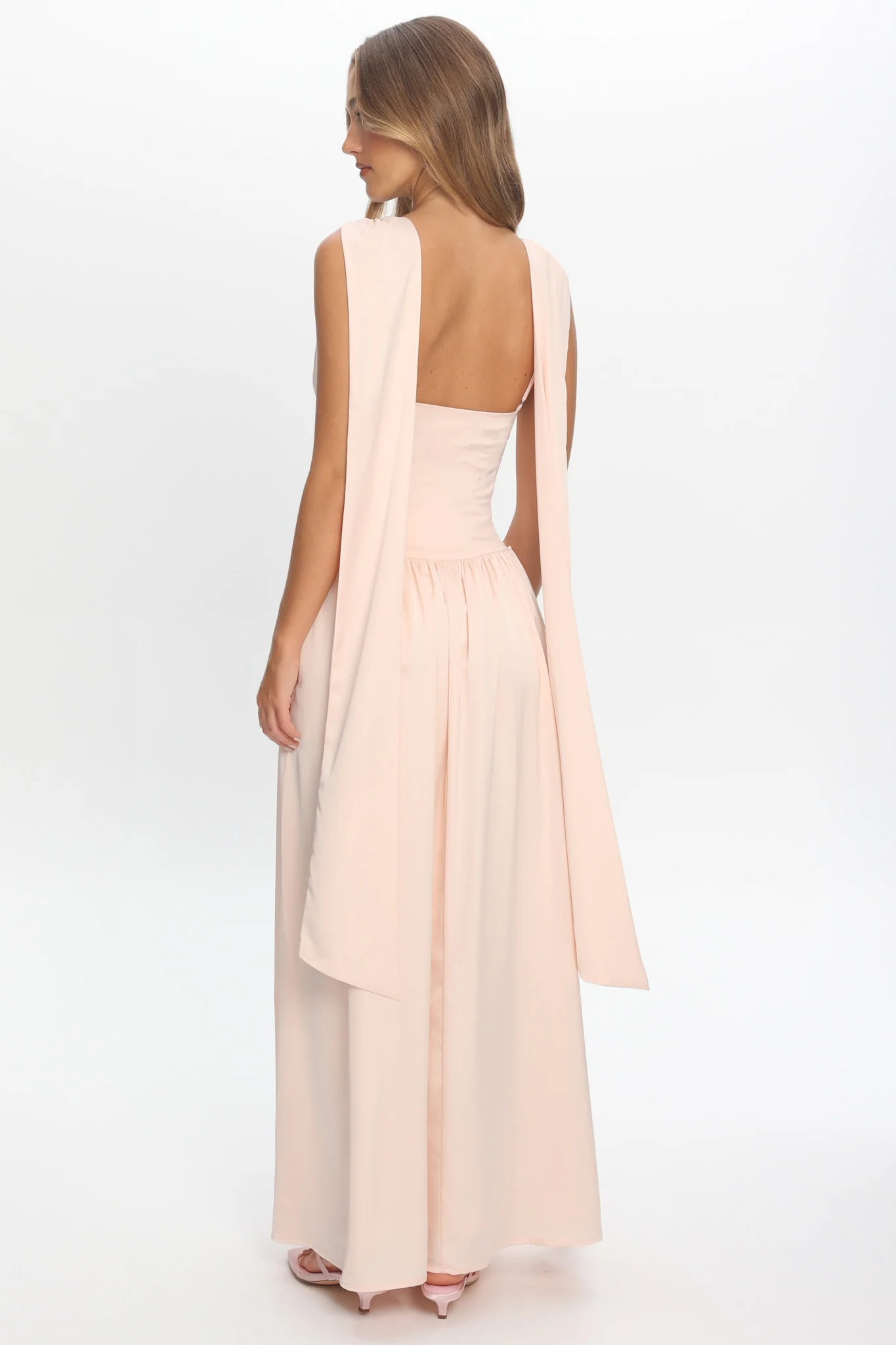 Lorienne Shoulder Sash Maxi Dress Pearl - Image 2