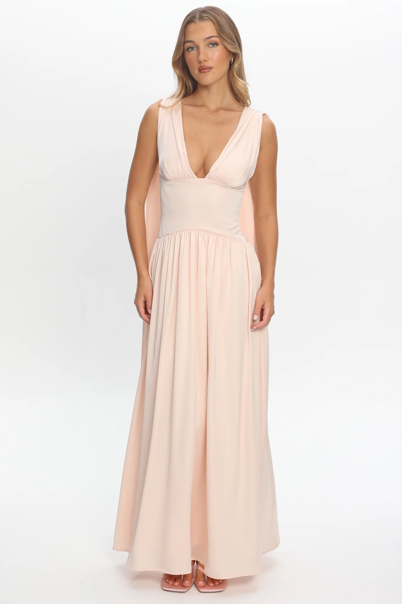 Lorienne Shoulder Sash Maxi Dress Pearl - Image 4