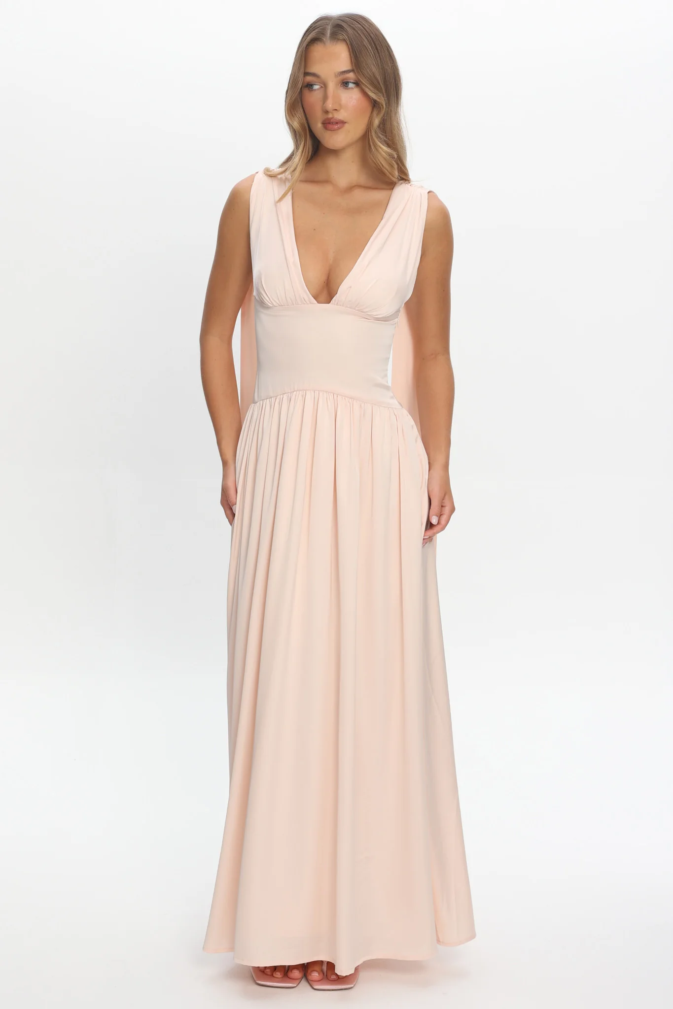Lorienne Shoulder Sash Maxi Dress Pearl - Image 5