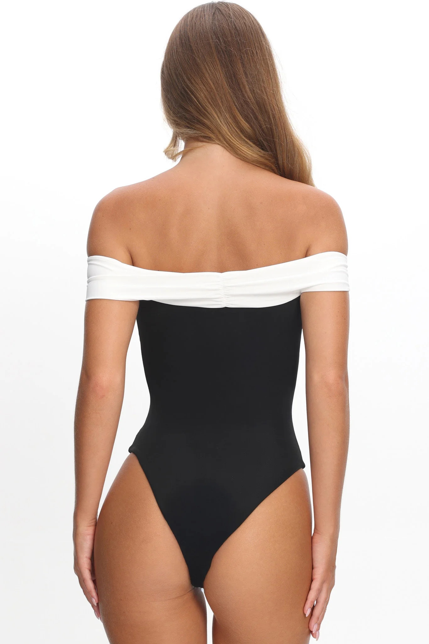 Lorona Off-Shoulder One-Piece Black/Ivory - Image 3