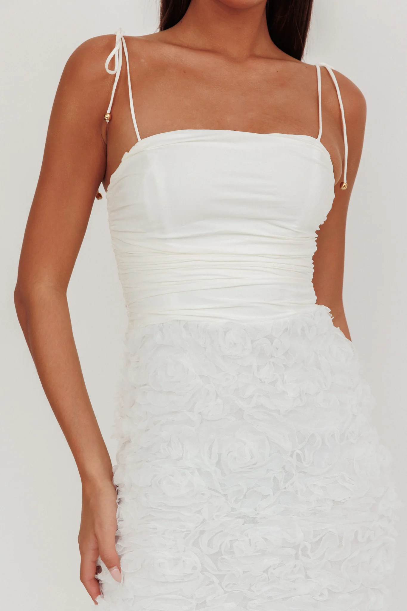 Love & Honor Textured Floral Maxi Dress White - Image 7