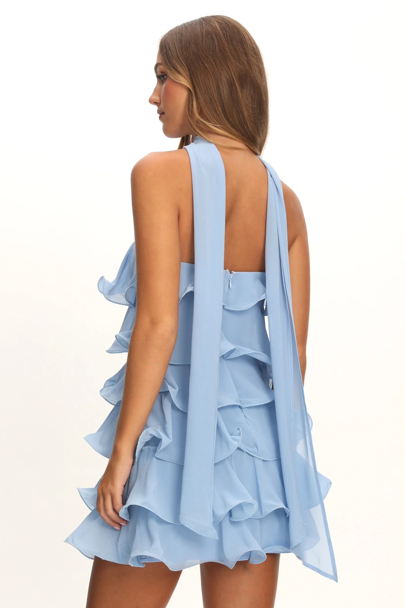 Love Note Strapless Layered Mini Dress Blue - Image 3