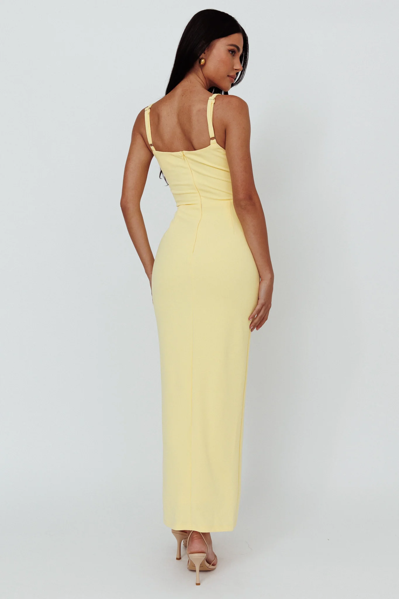 Love To Love Front Split Maxi Dress Lemon - Image 2