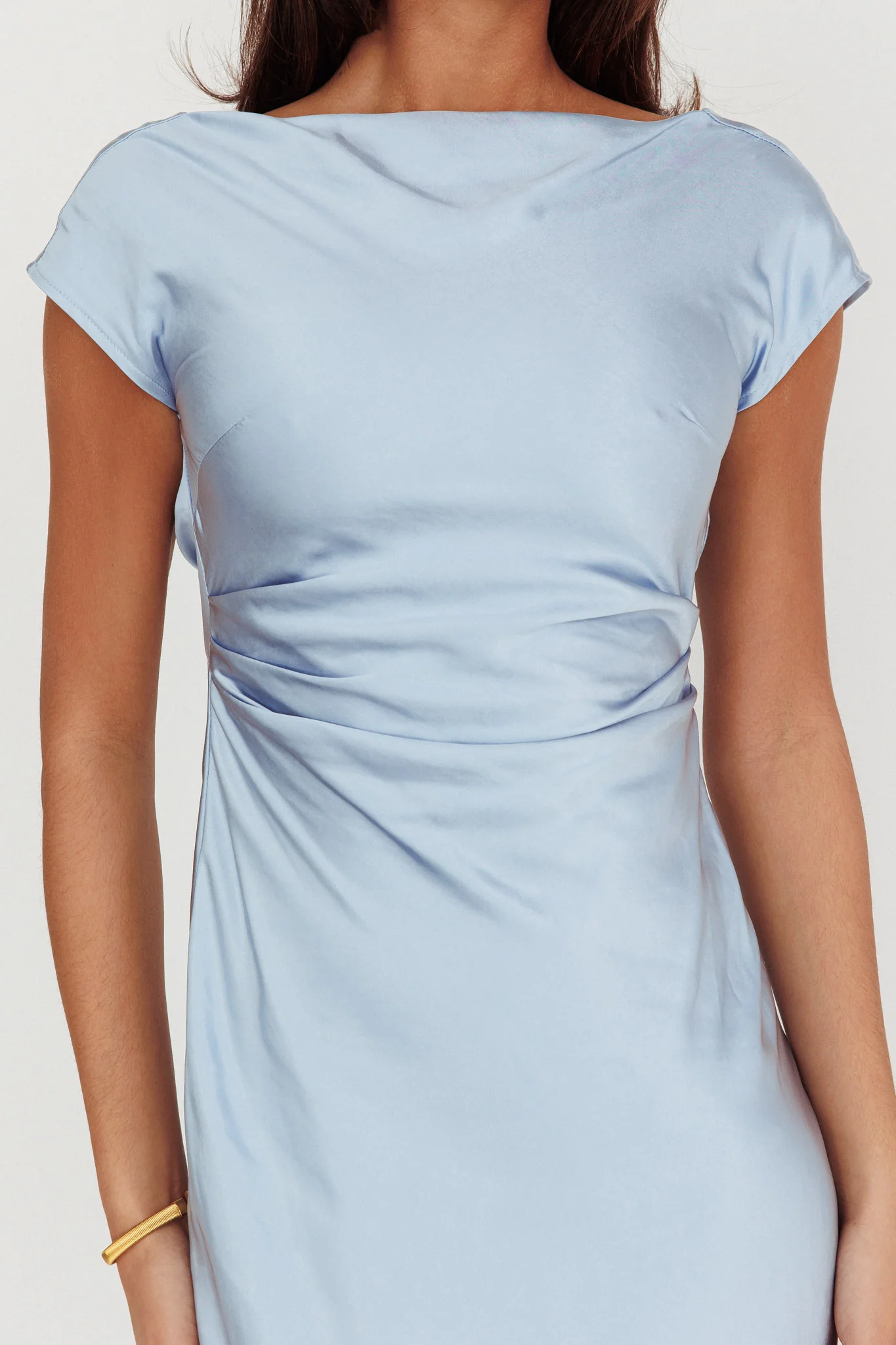 Loveland Cap Sleeve Cowl Back Midi Dress Baby Blue - Image 5