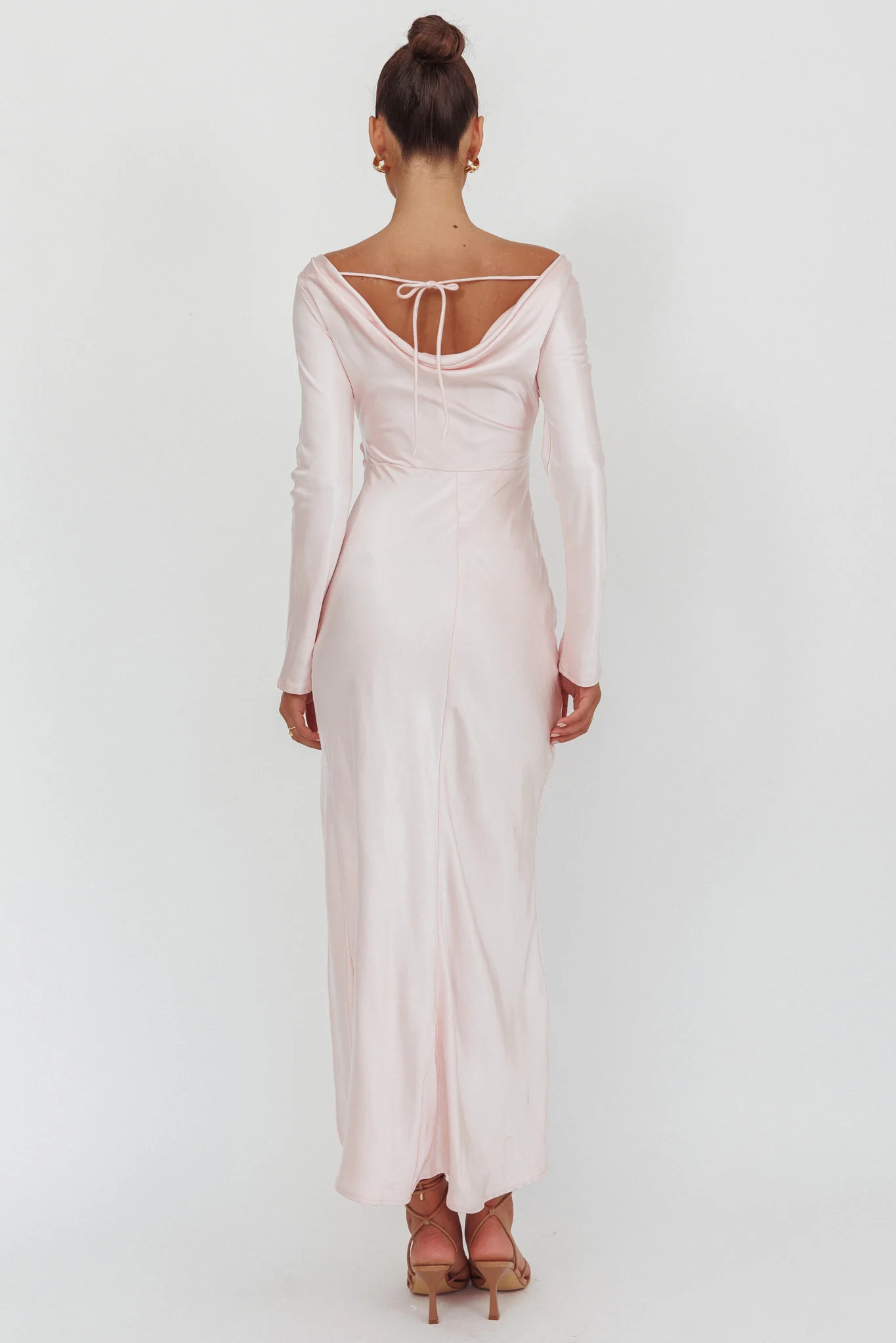 Loveland Long Sleeve Cowl Back Maxi Dress Pink - Image 2