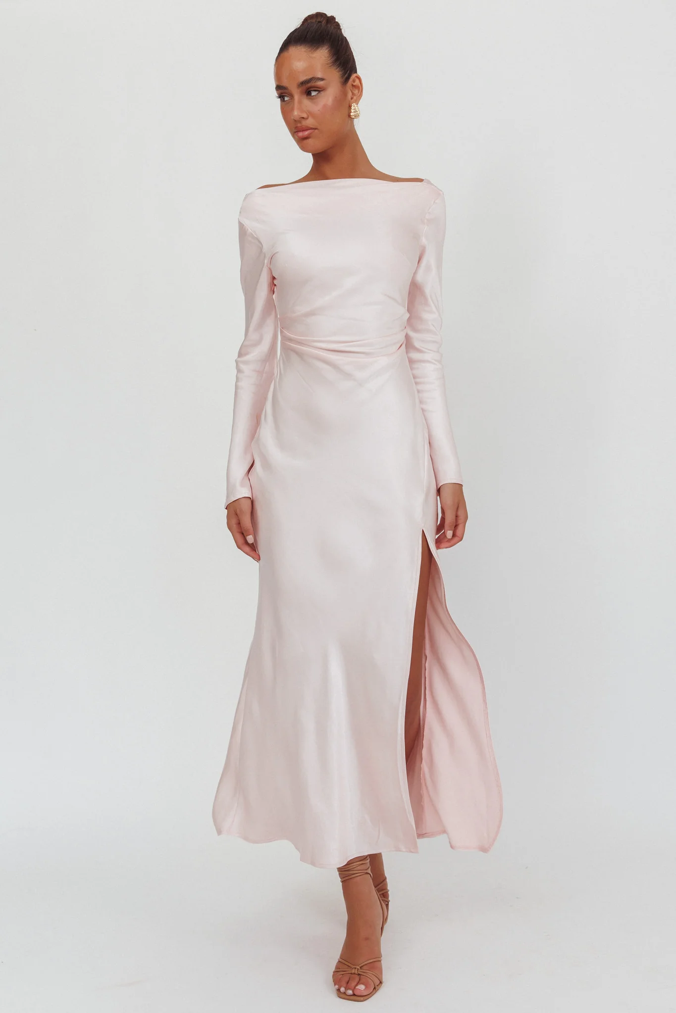 Loveland Long Sleeve Cowl Back Maxi Dress Pink - Image 4