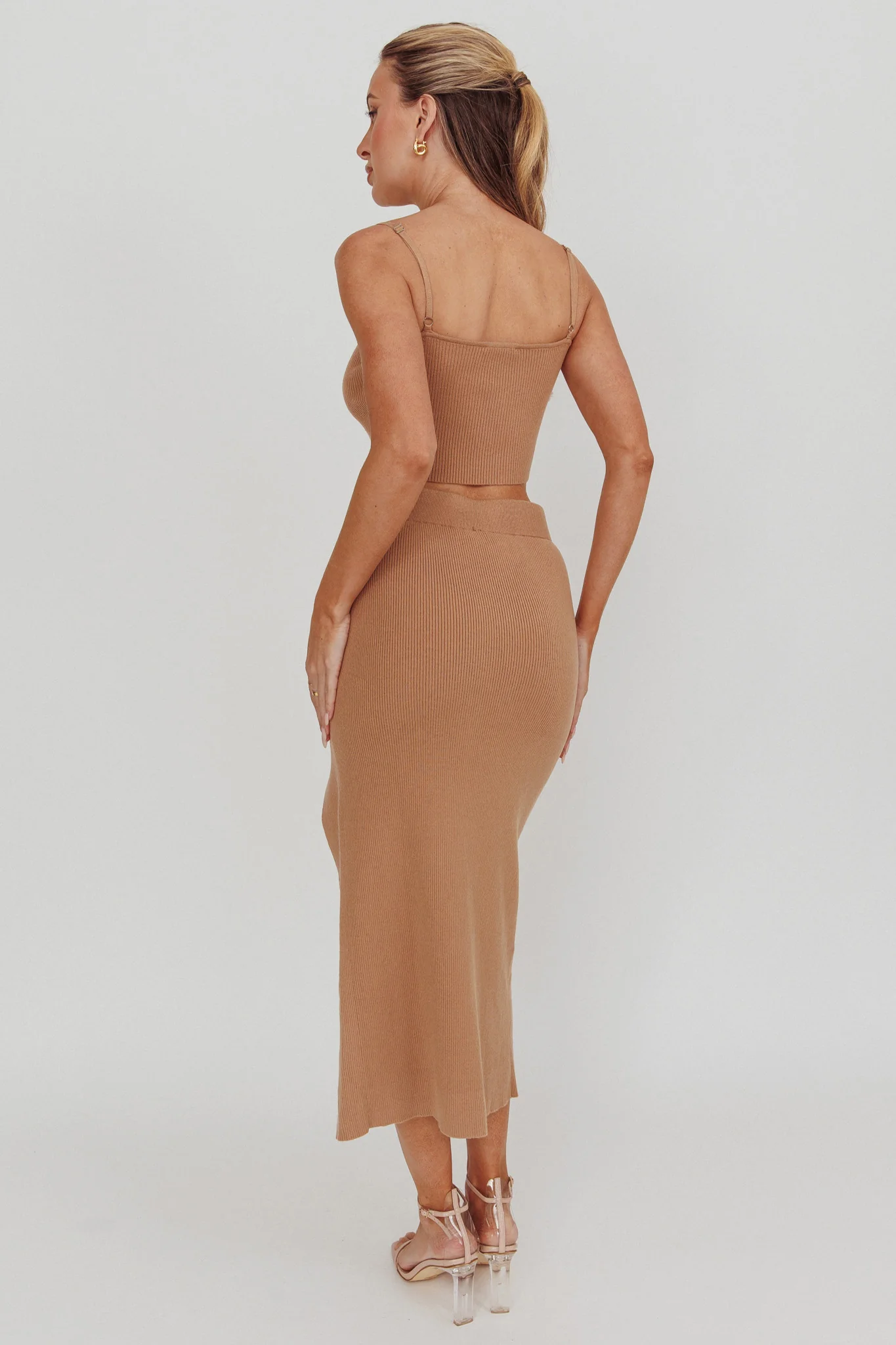 Loverboy Ribbed Midi Skirt Camel - Image 3