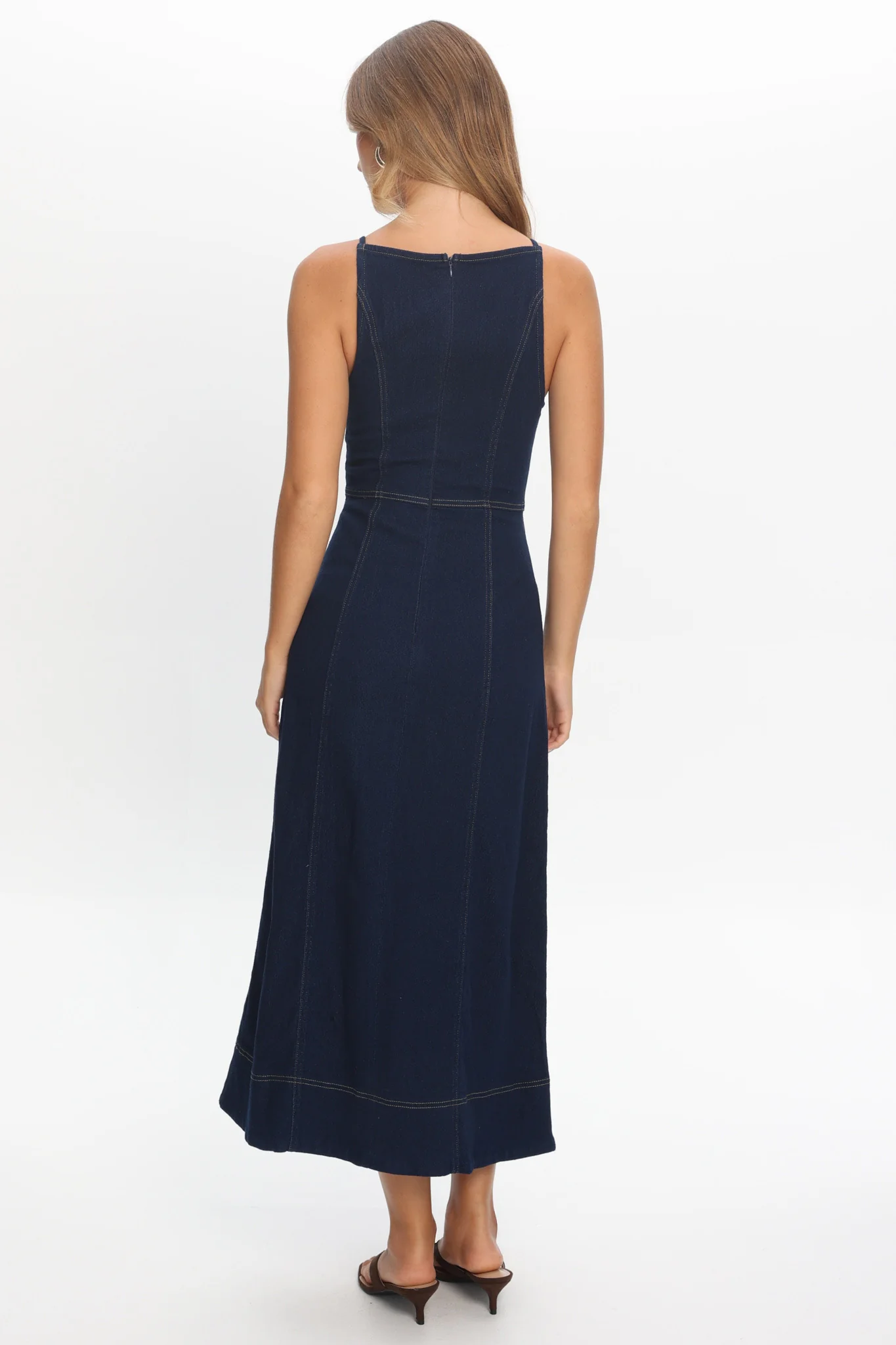 Love's Embrace Button Front Maxi Dress Indigo - Image 3