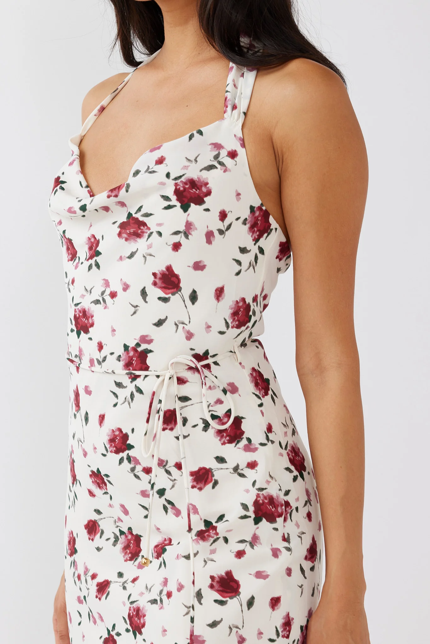Love's Kiss Cowl Halterneck Maxi Dress Rose - Image 4