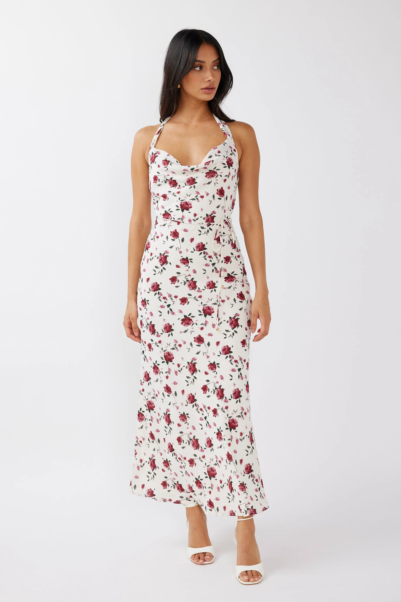 Love's Kiss Cowl Halterneck Maxi Dress Rose - Image 5