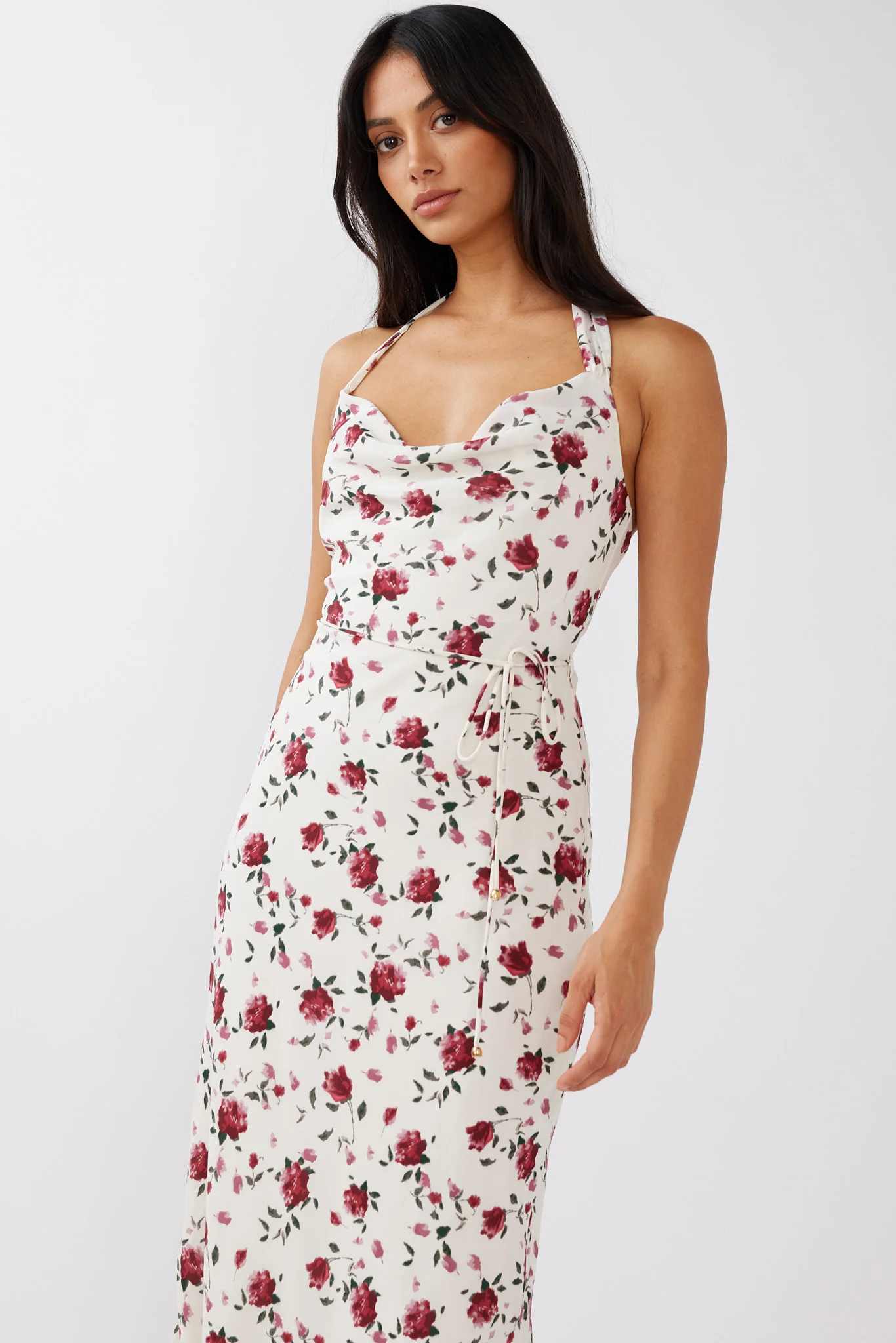 Love's Kiss Cowl Halterneck Maxi Dress Rose - Image 6