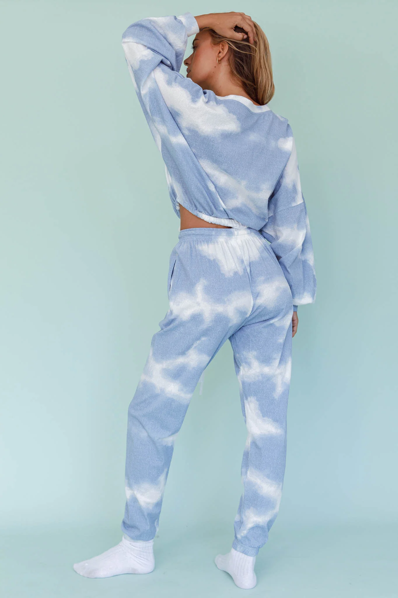 Low Key Drawstring Ribbed Pants Blue - Image 3