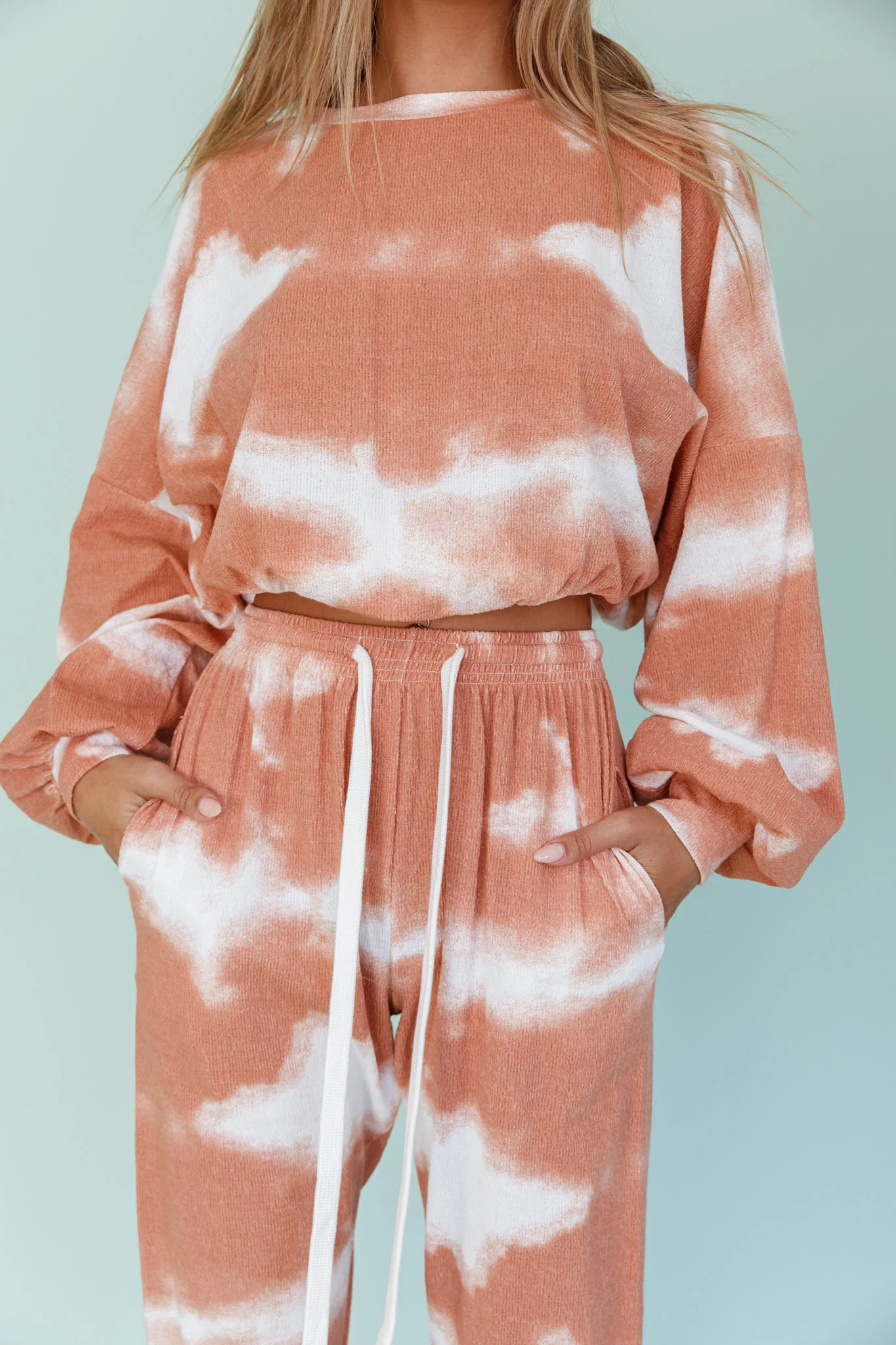 Low Key Dropped Shoulder Ribbed Top Orange - Image 4