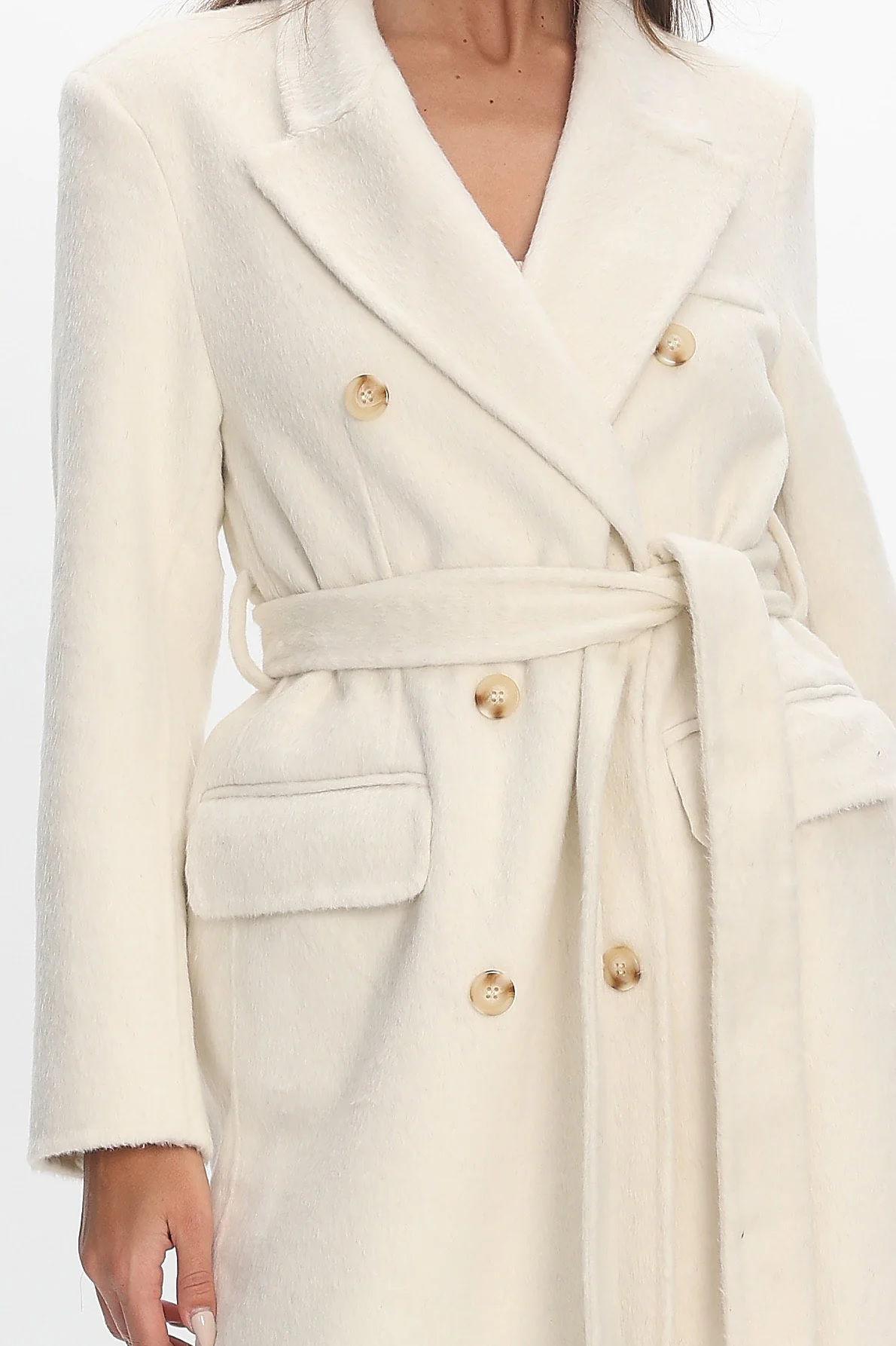 Luciana Waist Tie Trench Coat Oat - Image 4