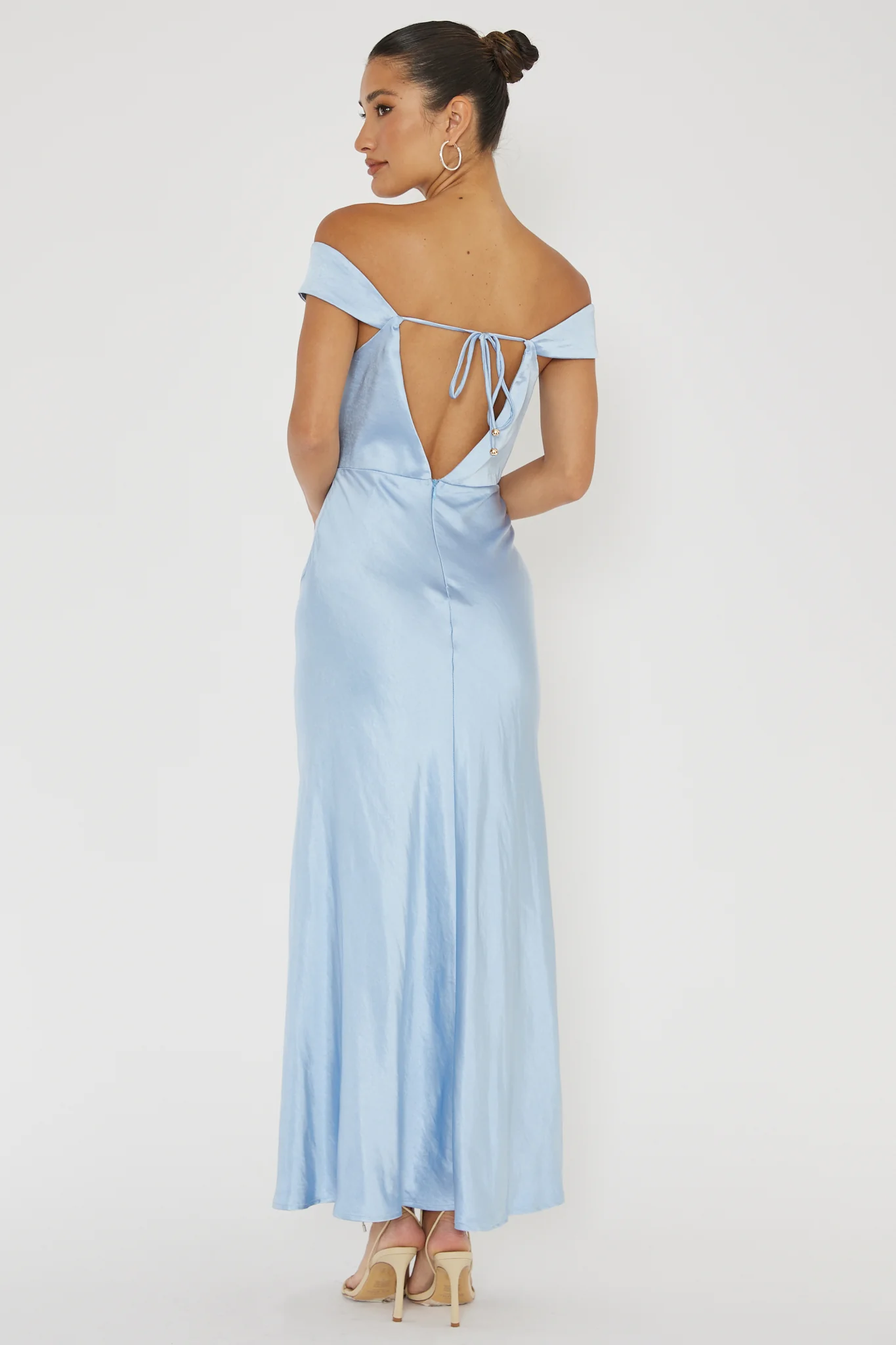 Lucinda Off-Shoulder V-Back Dress Blue - Image 4