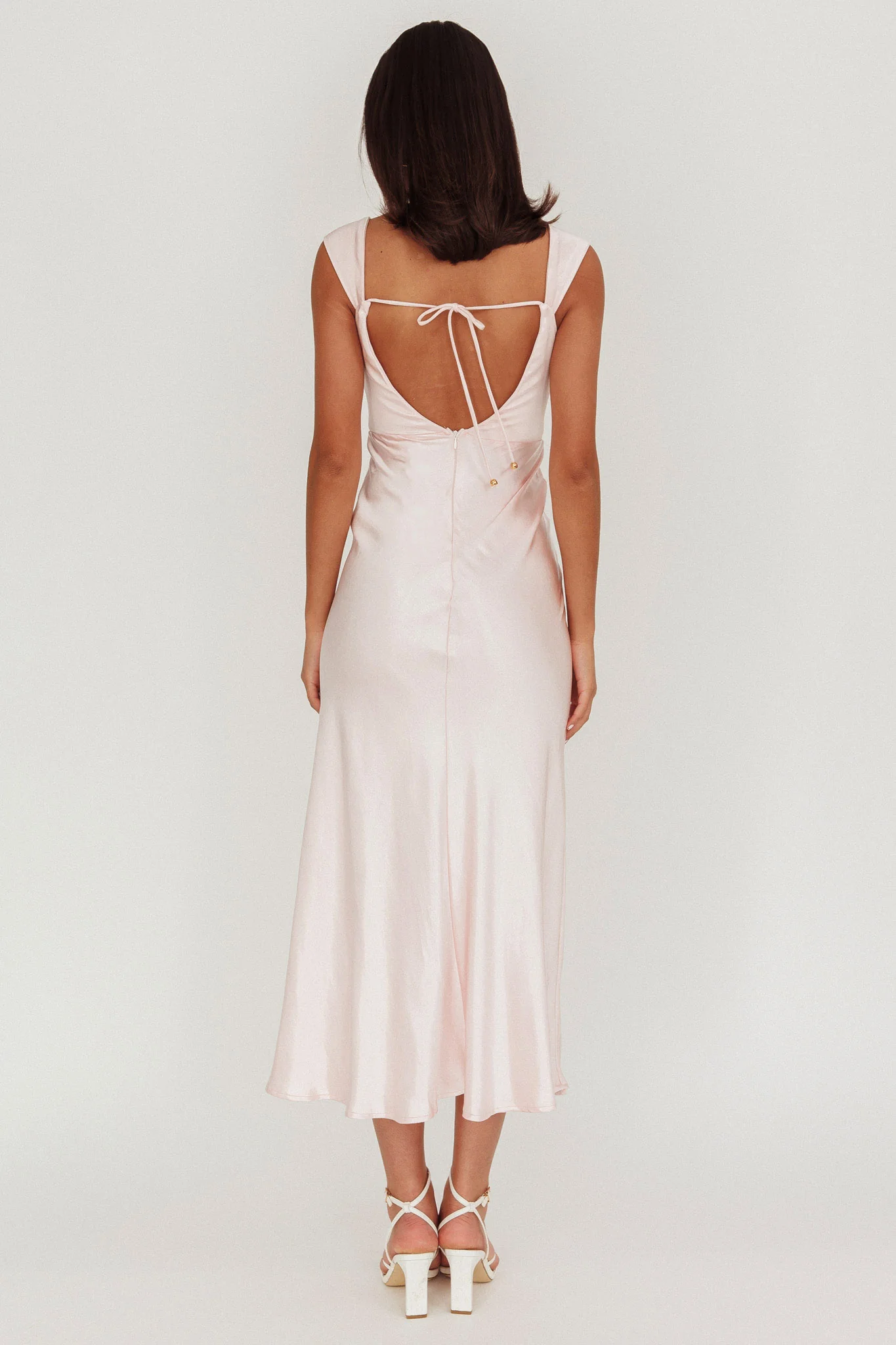 Lucinda Off-Shoulder V-Back Dress Blush - Image 2