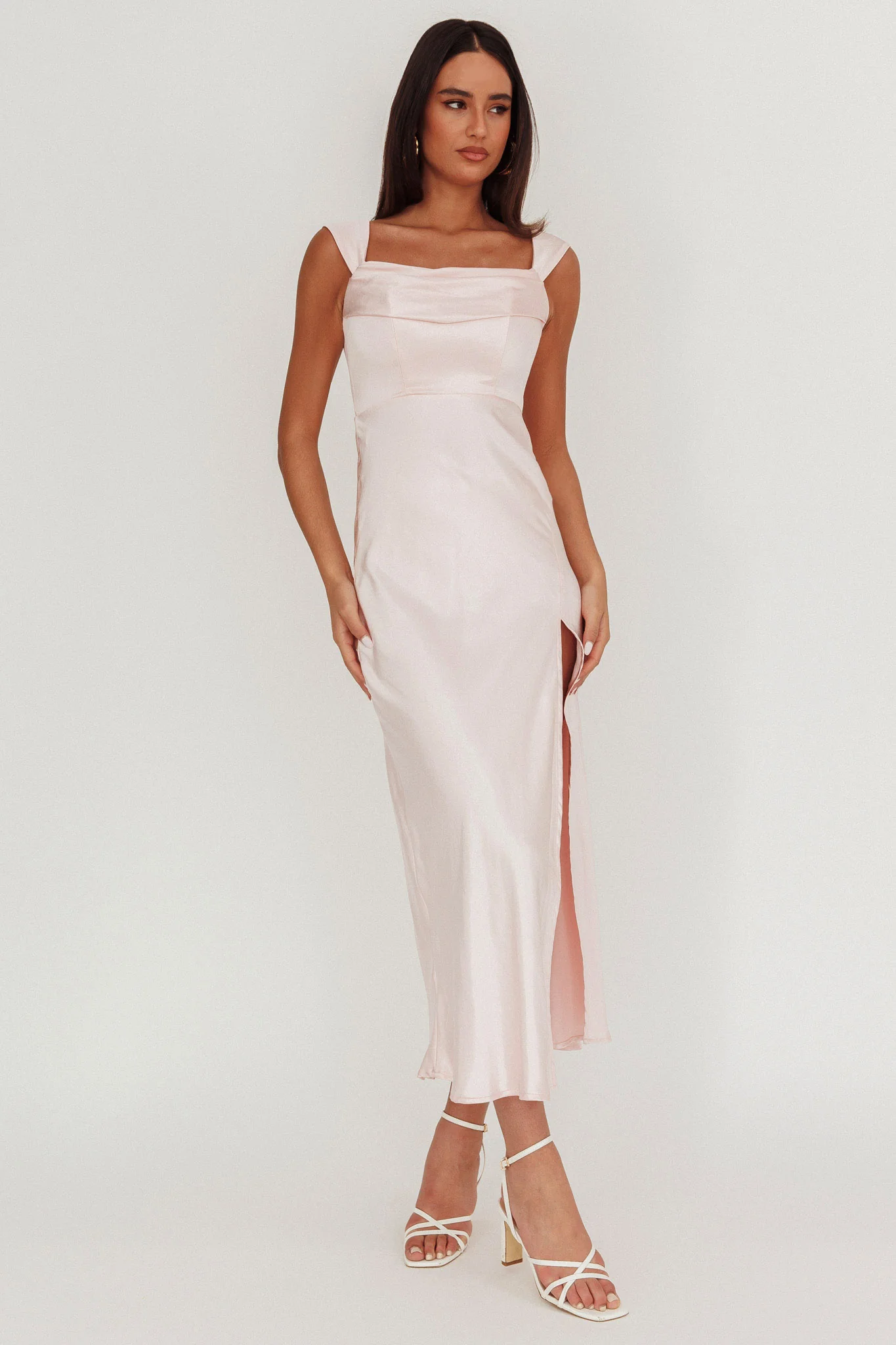 Lucinda Off-Shoulder V-Back Dress Blush - Image 4