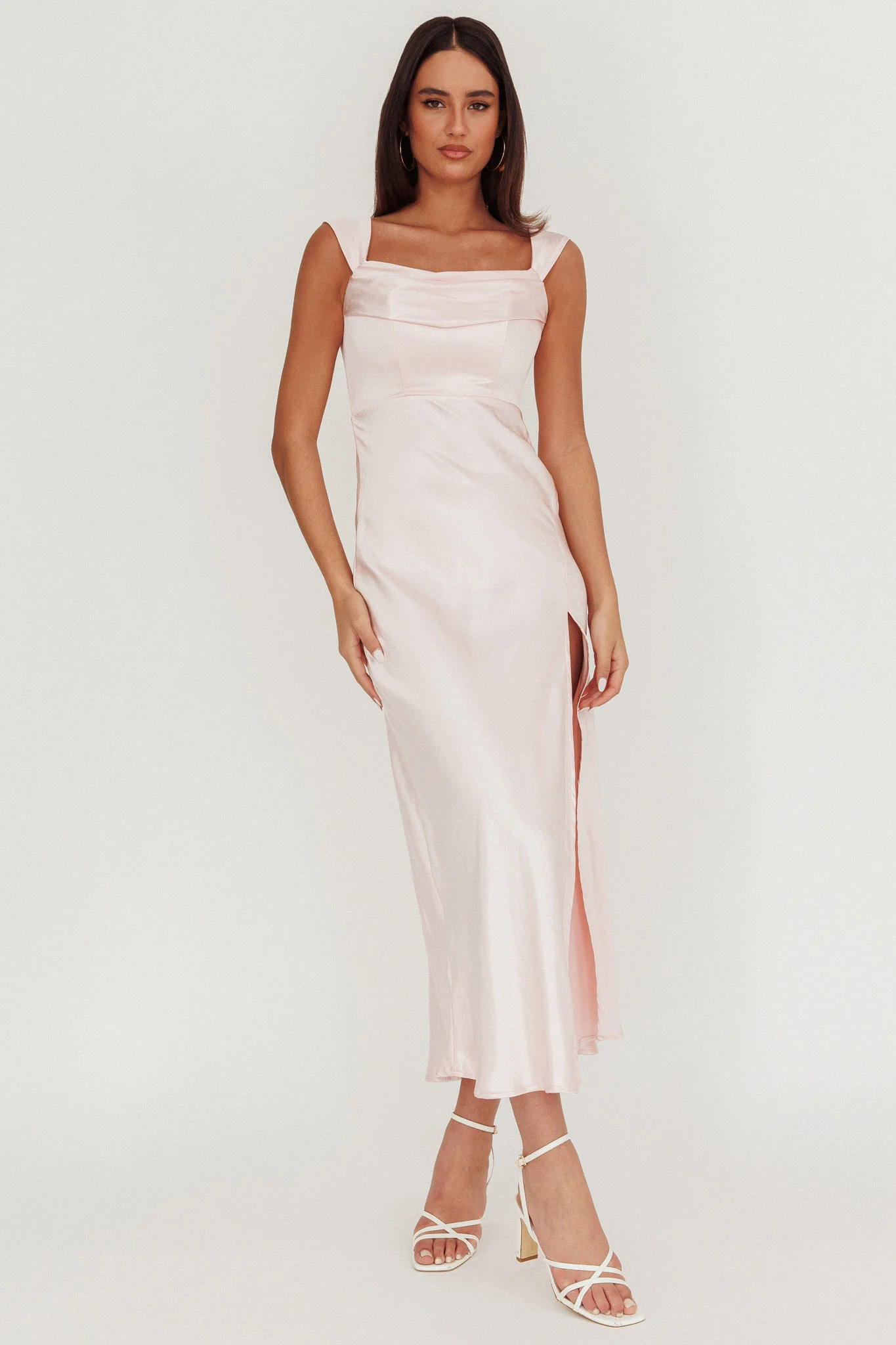 Lucinda Off-Shoulder V-Back Dress Blush - Image 5