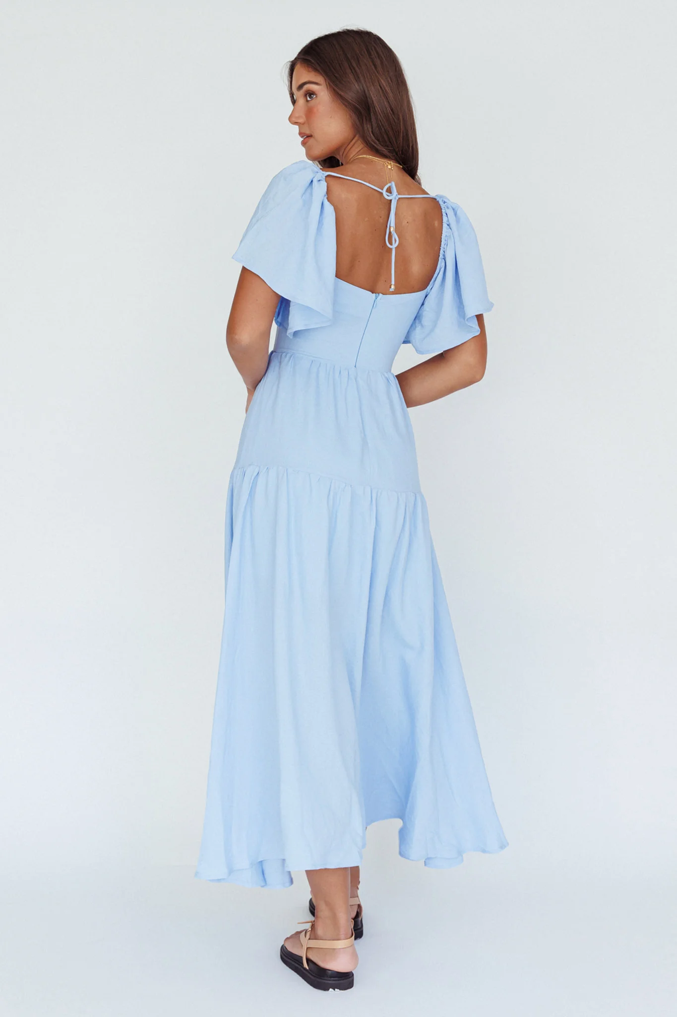 Lula Gathered Bust Midi Dress Blue - Image 2
