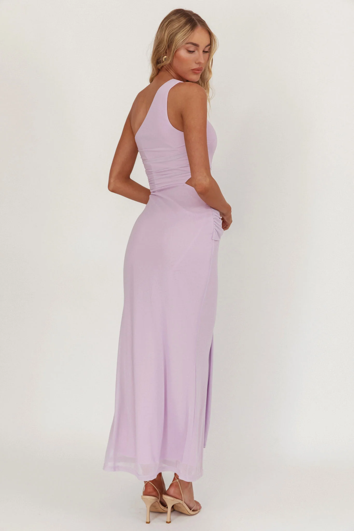 Luli One-Shoulder Cut-Out Maxi Dress Lilac - Image 2